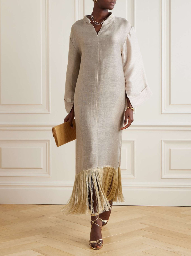 Taller Marmo Tigris fringed linen-blend dupioni gown outlook