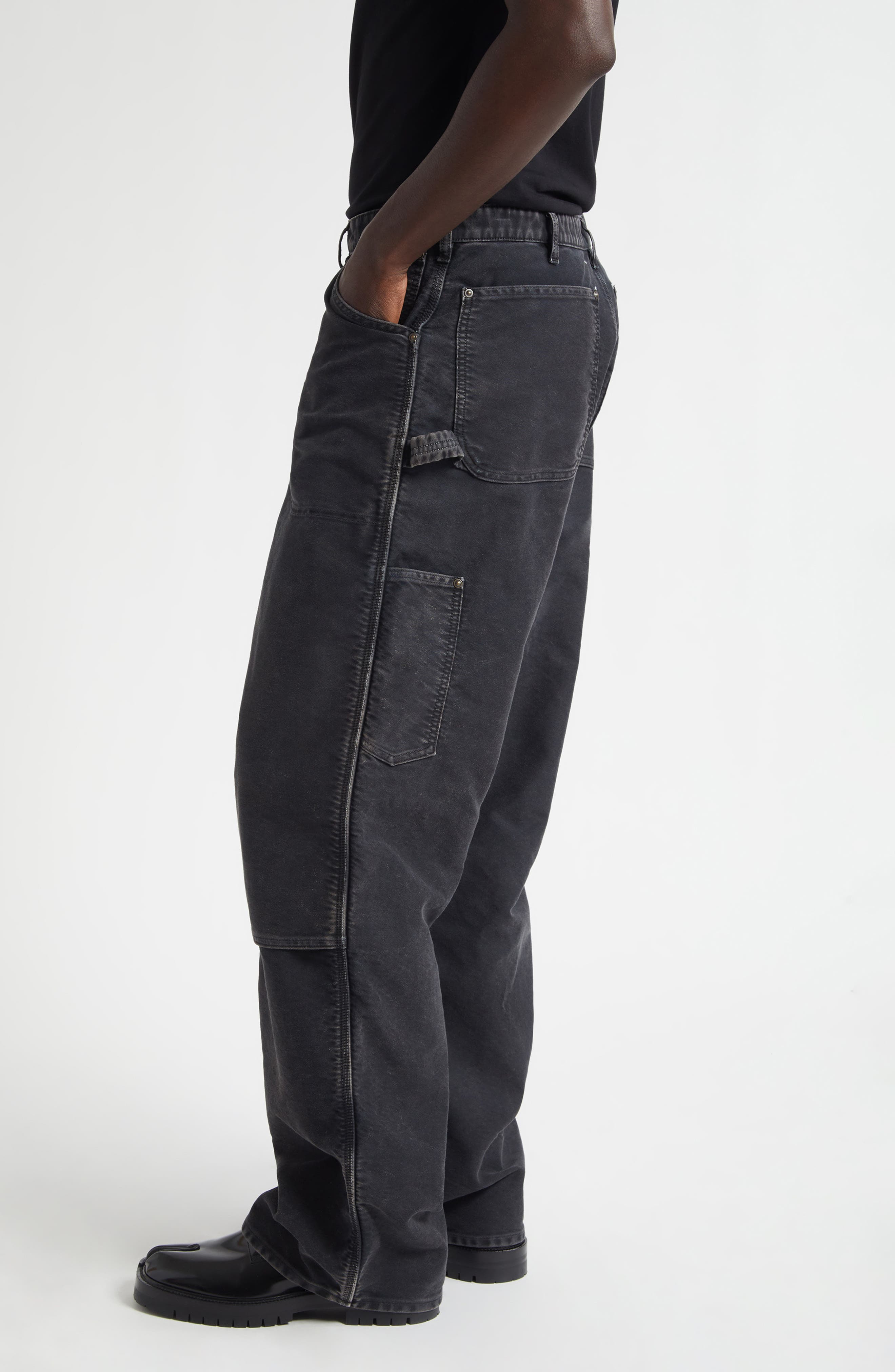 Maison Margiela Straight Leg Carpenter Jeans in Marbr Black at Nordstrom - 4