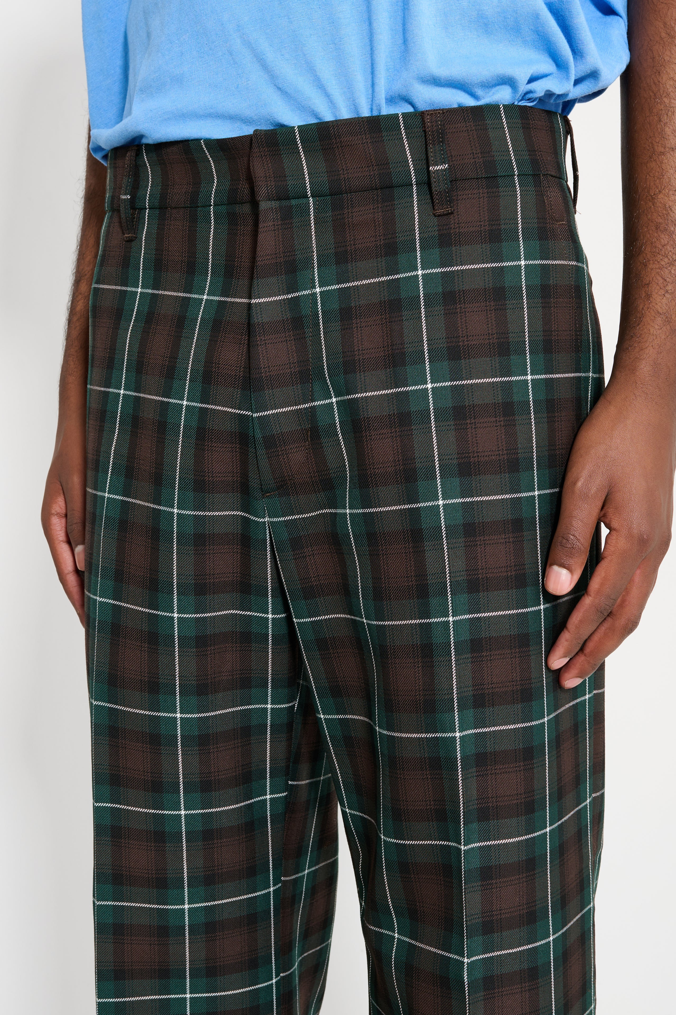 STOCKHOLM SURFBOARD CLUB TAILORED BOOTCUT TROUSERS GREEN CHECK - 3