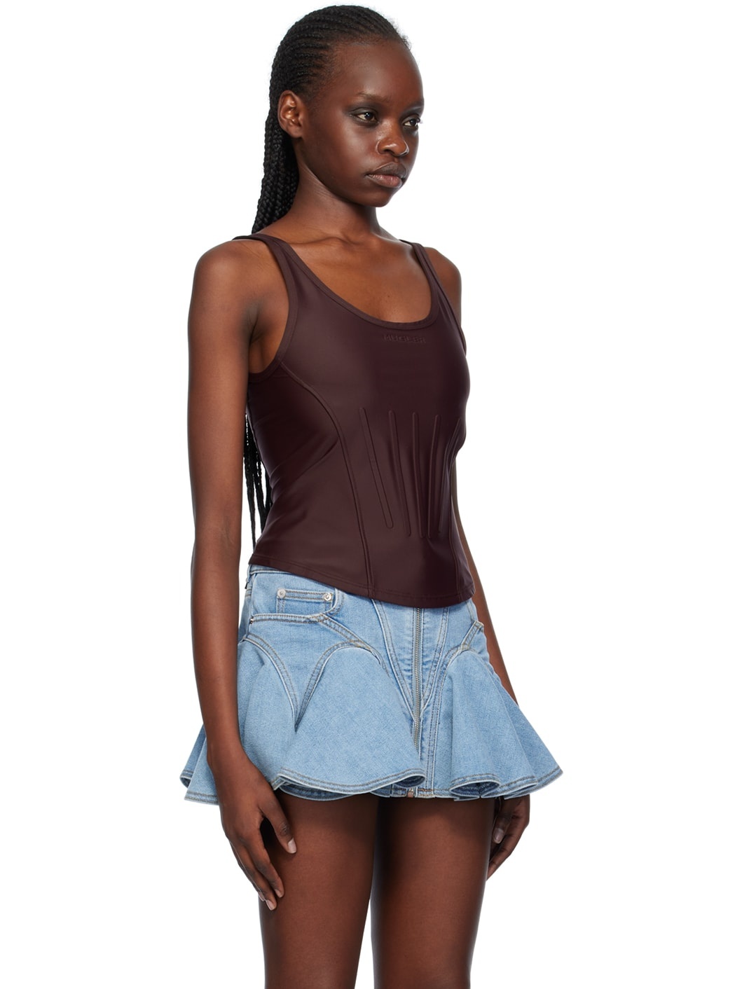 Burgundy Corseted Tank Top - 2