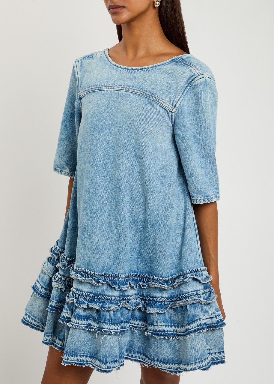 Ganni Tiered Denim Mini Dress - 2
