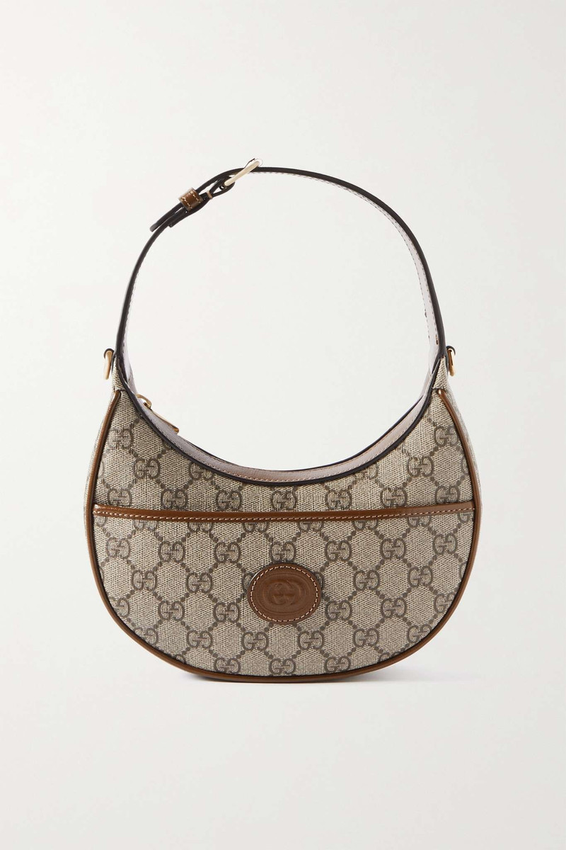 GG Retro mini leather-trimmed printed coated-canvas shoulder bag - 1
