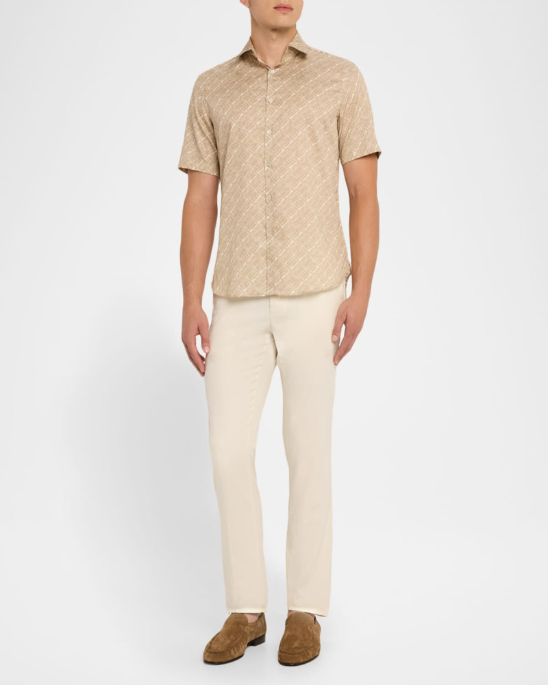 Canali Men's Foliage-Print Cotton Short-Sleeve Shirt outlook