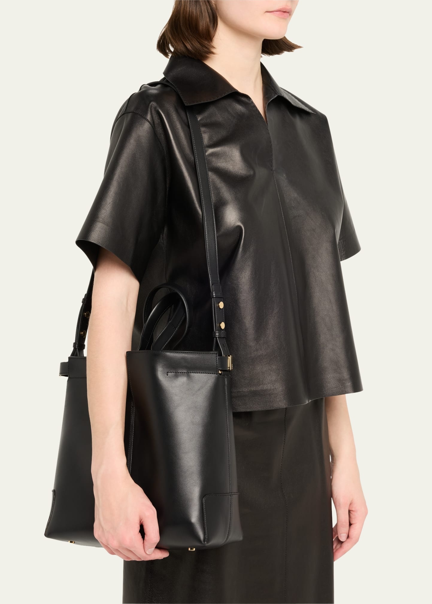 Small Leather Tote Bag - 2