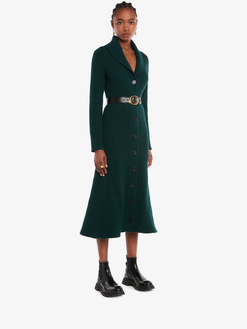 Shawl Collar Coat in Forest Green - 3