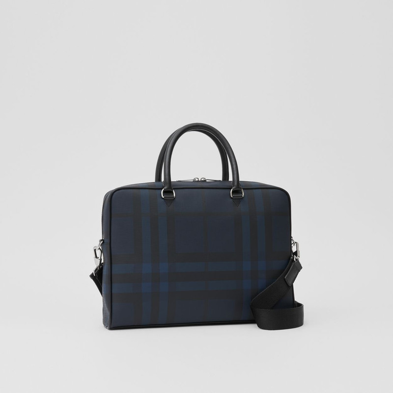 London Check and Leather Briefcase 7