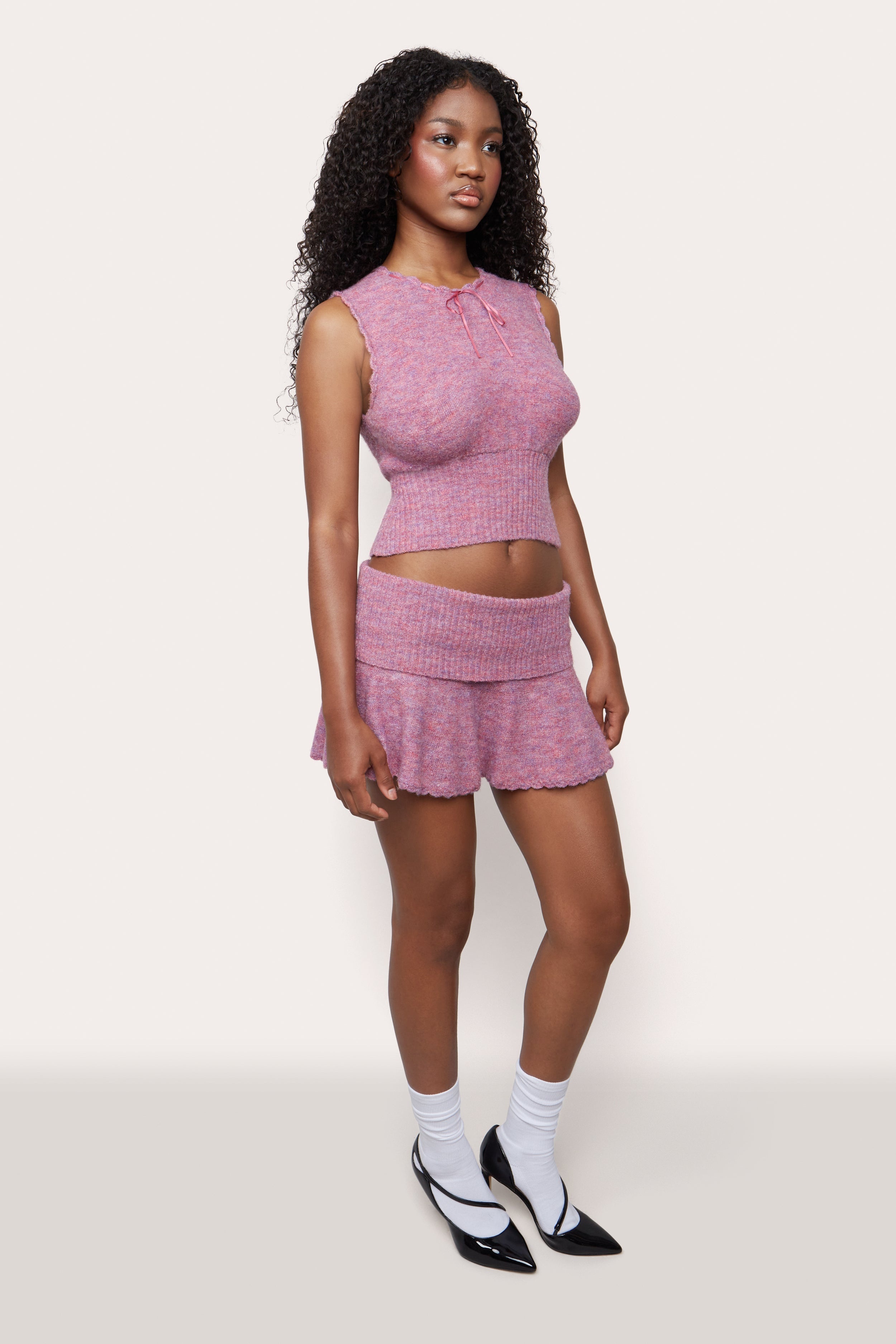 HEART SCALLOP MINI SKIRT - 4