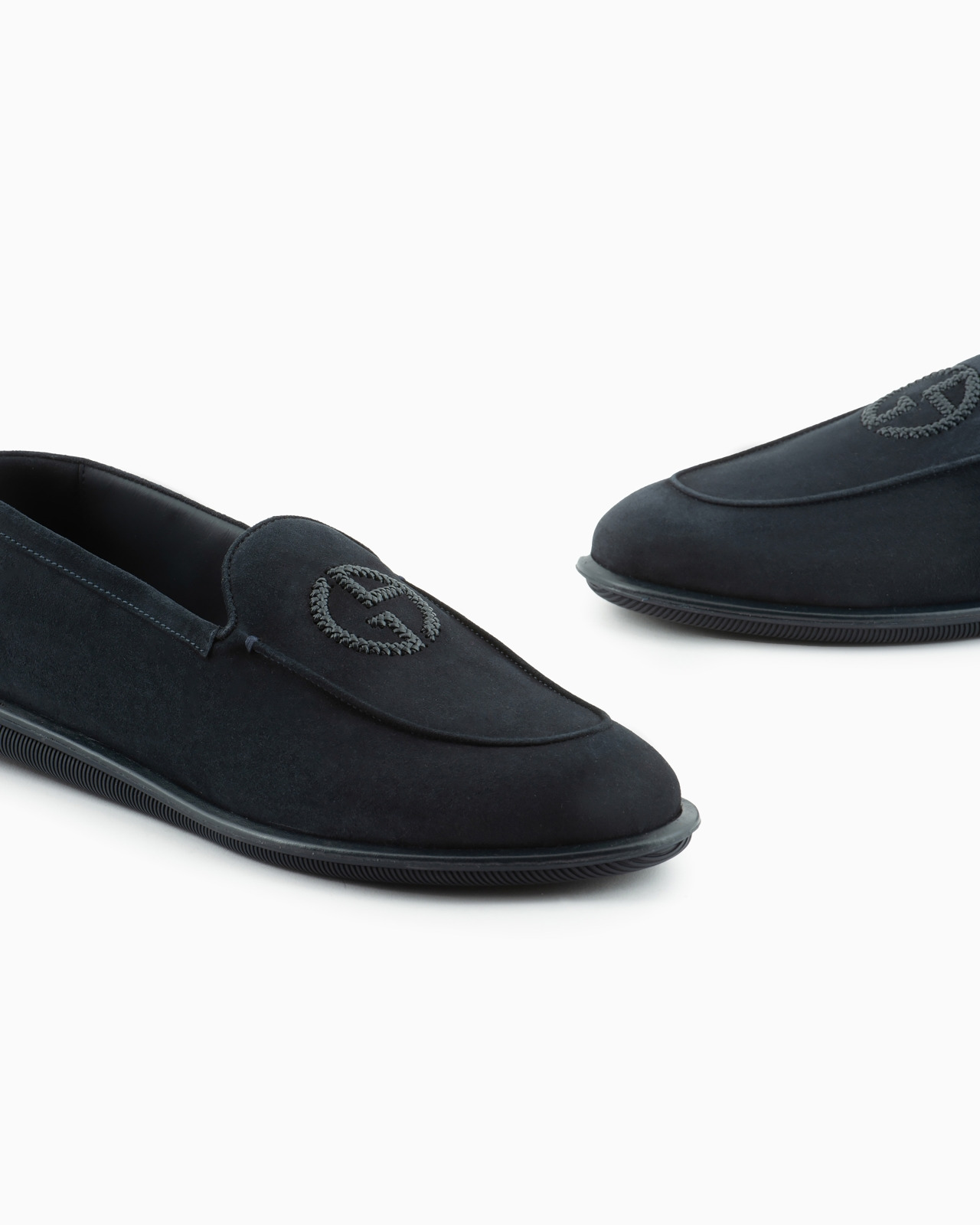 Suede loafers with embroidered logo - 5