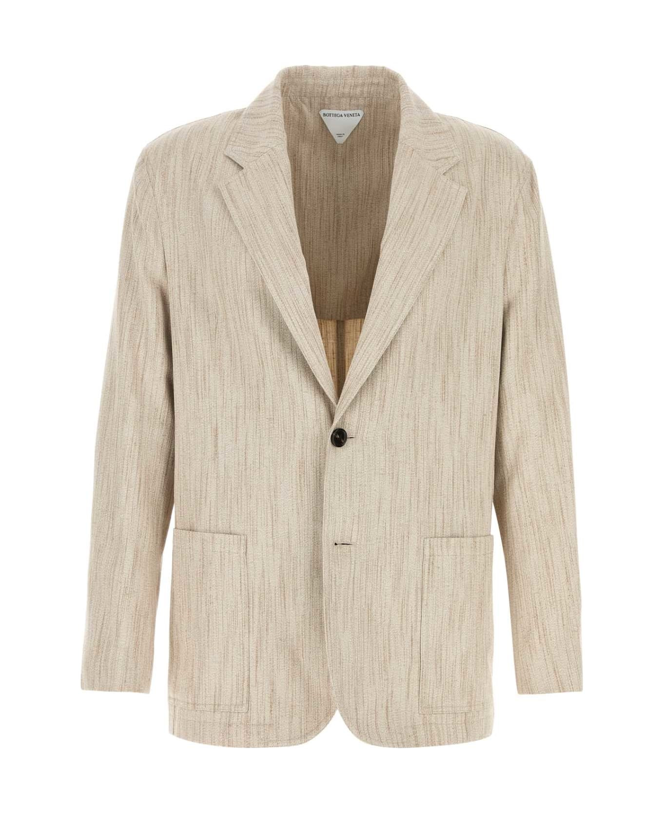 Melange Sand Viscose Blend Blazer - 1