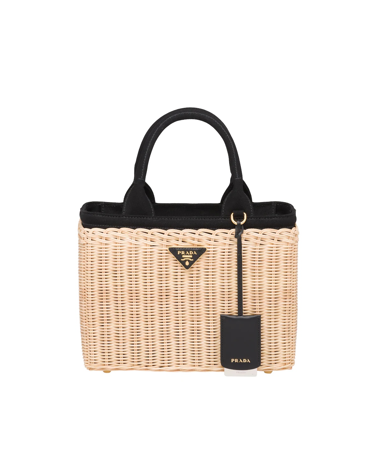 Wicker and canvas tote - 1