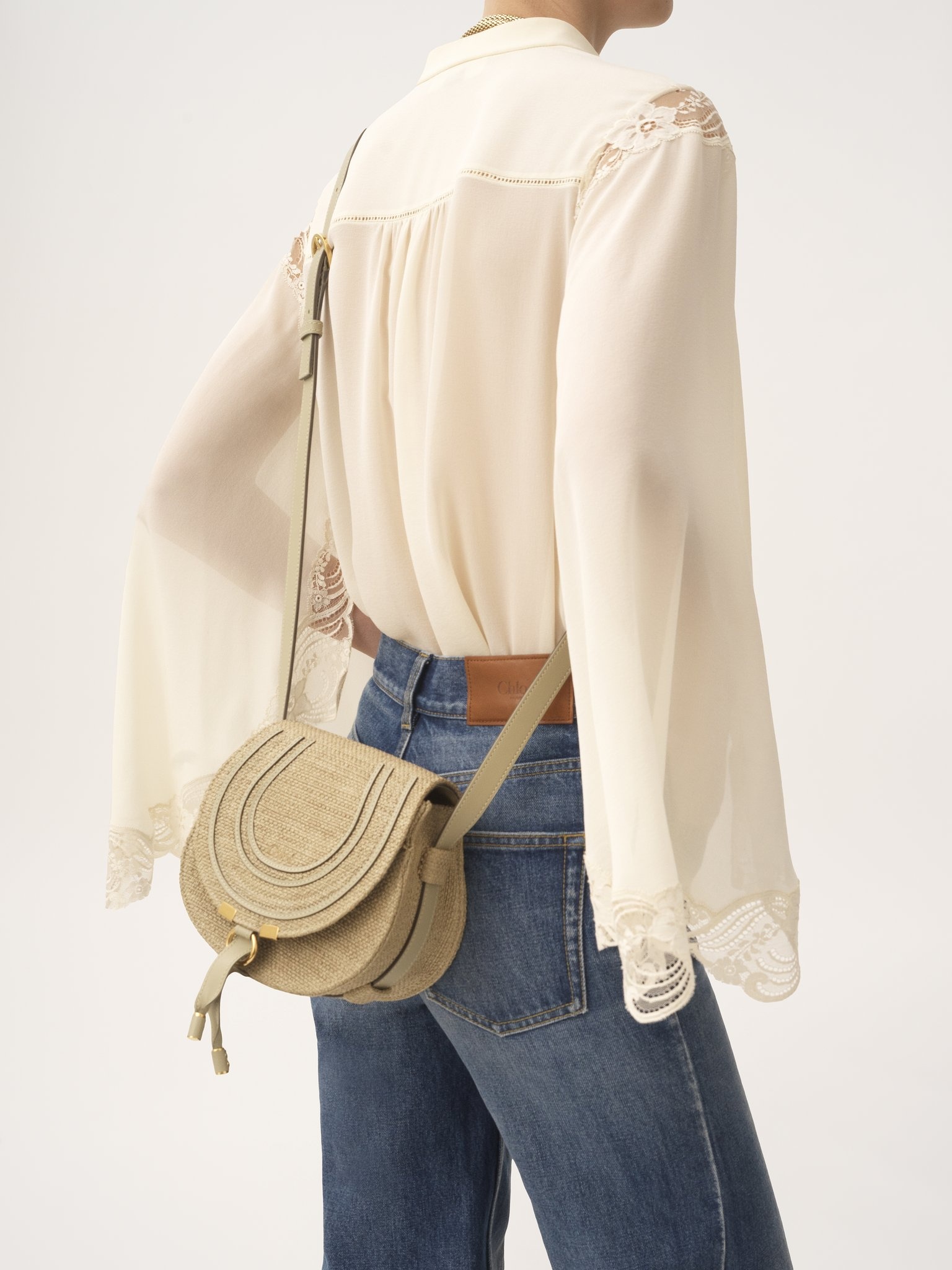 SMALL MARCIE SADDLE BAG IN RAFFIA-EFFECT FIBERS - 2