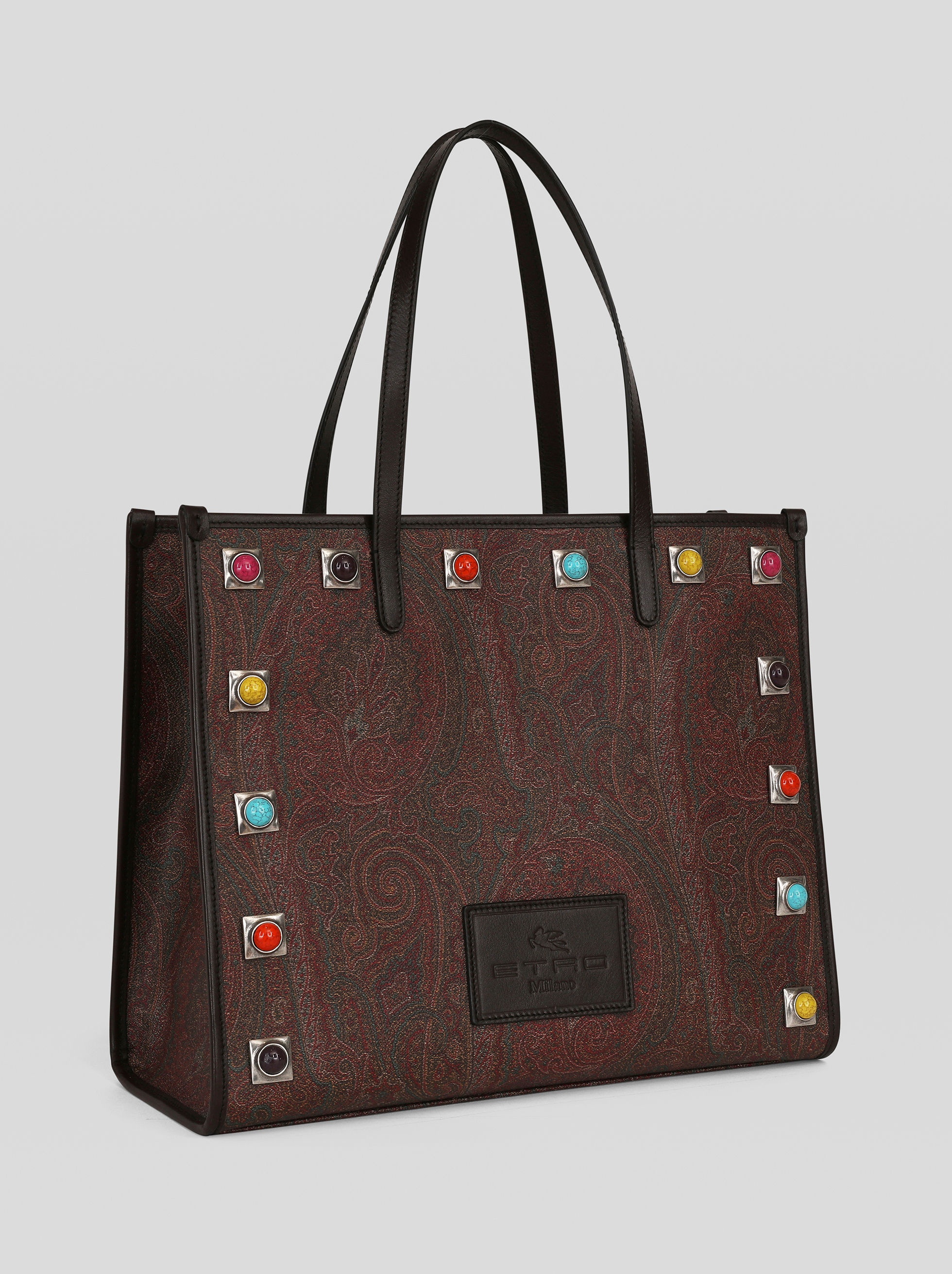 MEDIUM PAISLEY SHOPPING BAG WITH MULTI-COLOURED STUDS - 5