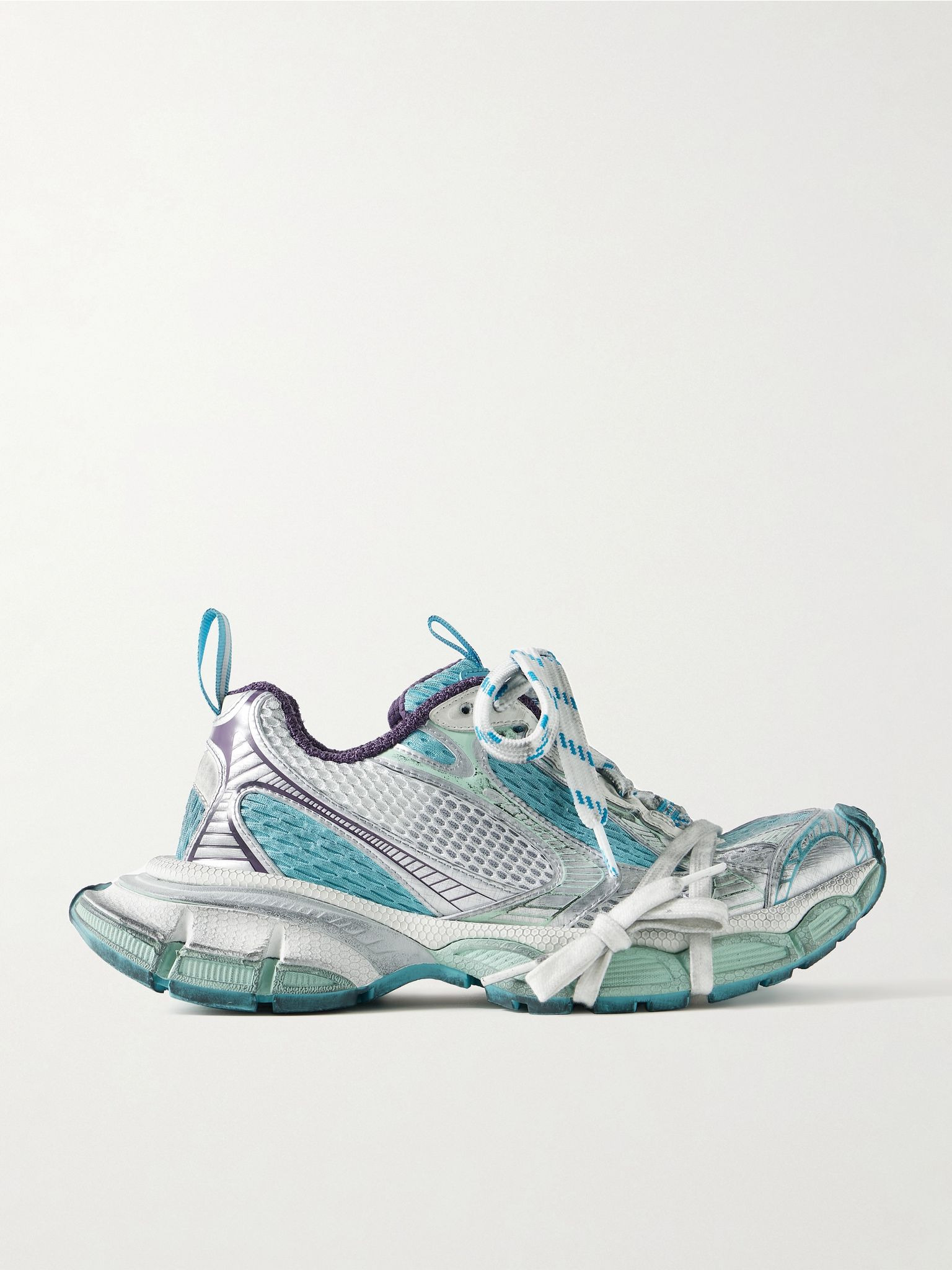 3XL leather-trimmed mesh and rubber sneakers Light blue - 1