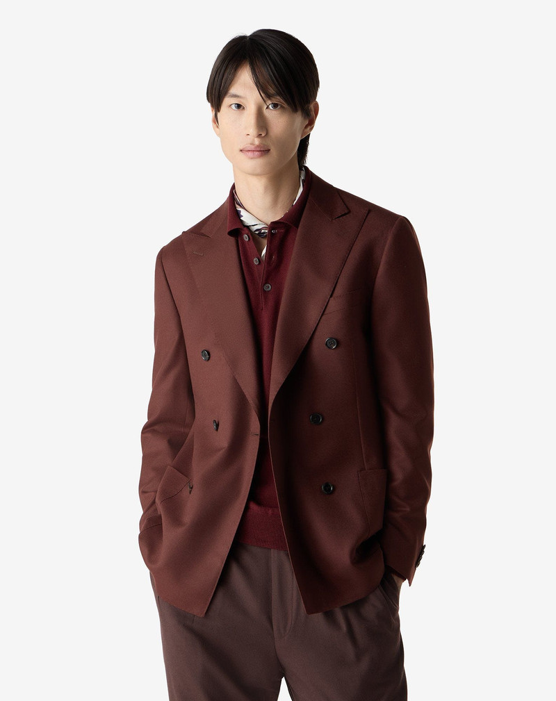 CORNELIANI Brick-brown pure wool flannel jacket outlook