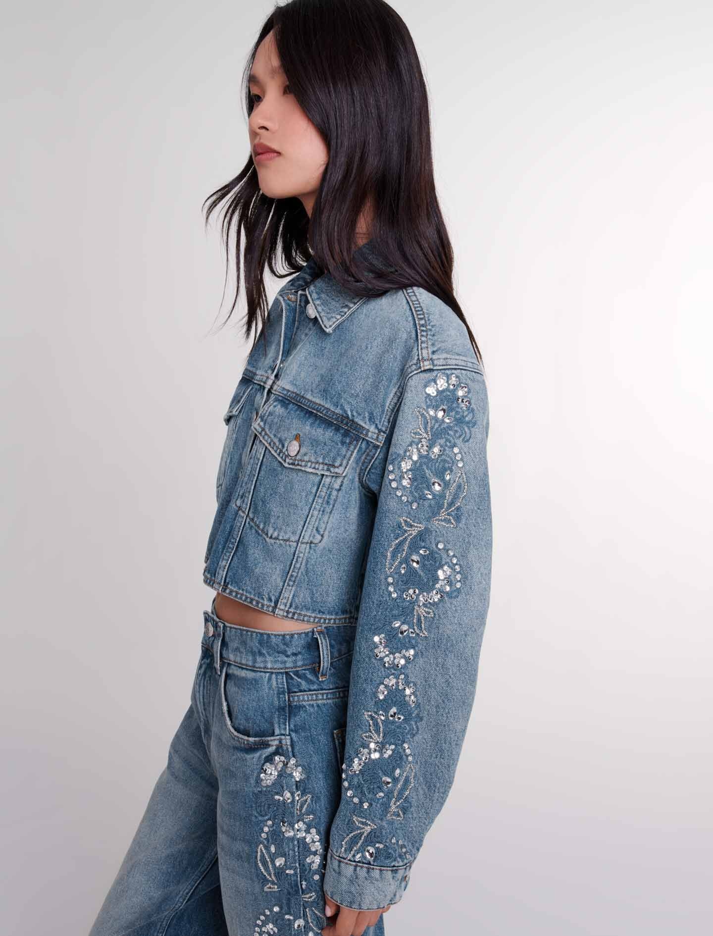 可愛い♪ ☆Juicy Couture☆ EMBROIDERED KNIT DENIM JACKET Kids 3T - Sheer Lace Floral Denim Jacket - Etsy