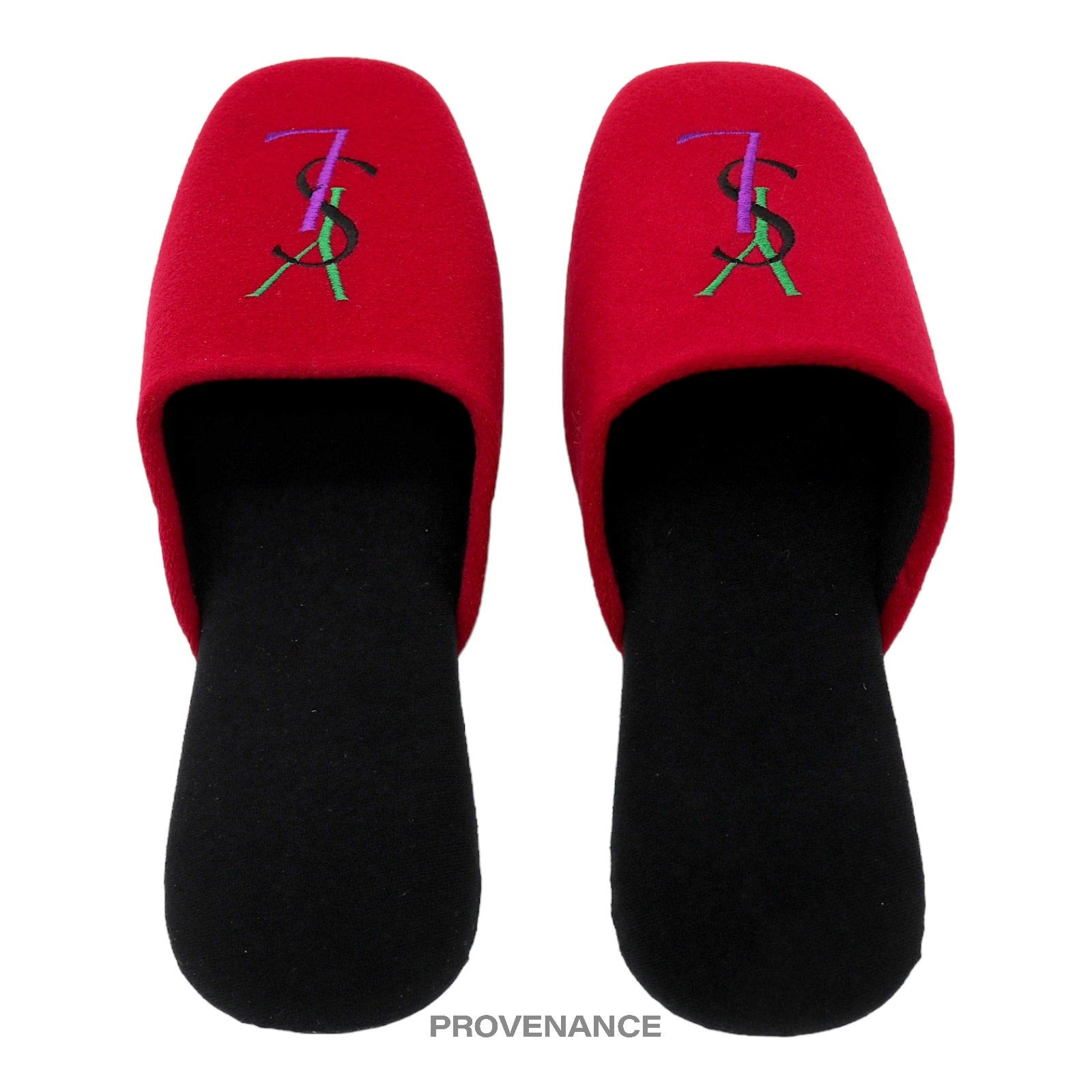 Yves Saint Laurent YSL Logo Slipper - Red Velour - 4