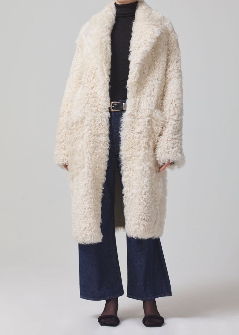 Etta Shearling Coat In Winter White Toscana 1