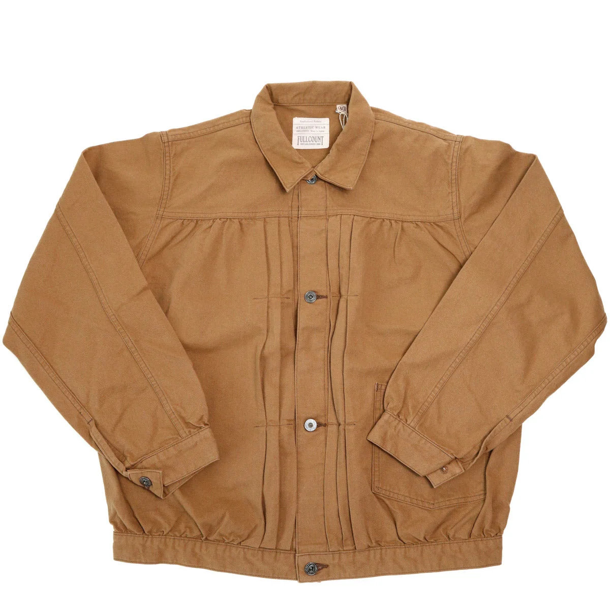 2028-2 Selvedge Canvas Triple Pleated Blouson Jacket Brown - 1