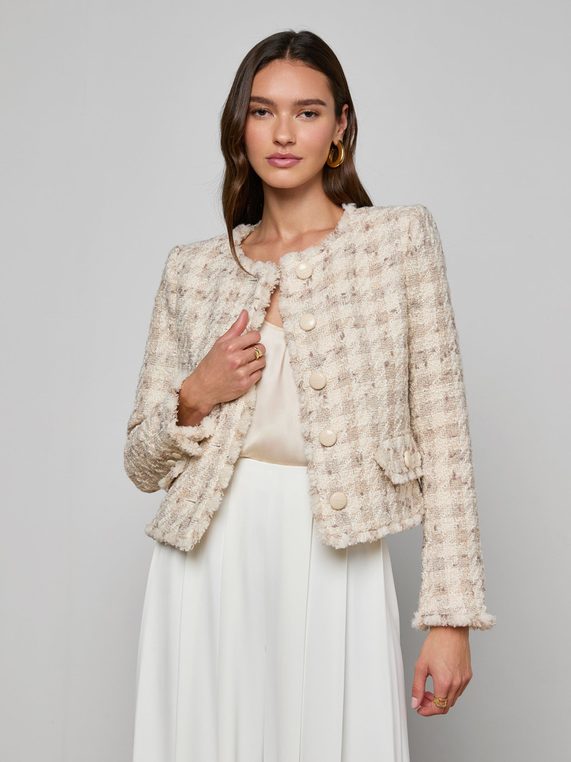 L'AGENCE Zell Houndstooth Tweed Jacket outlook