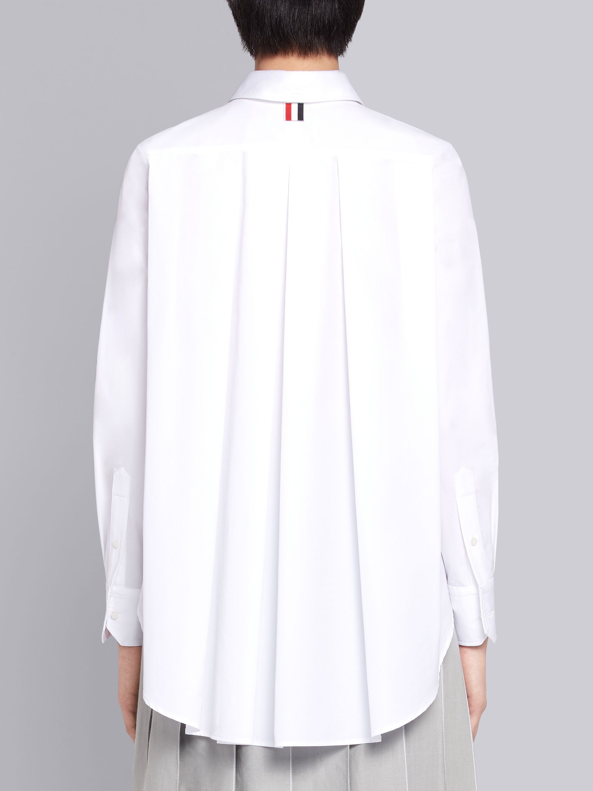 White Solid Poplin Pleat Back Shirt - 3