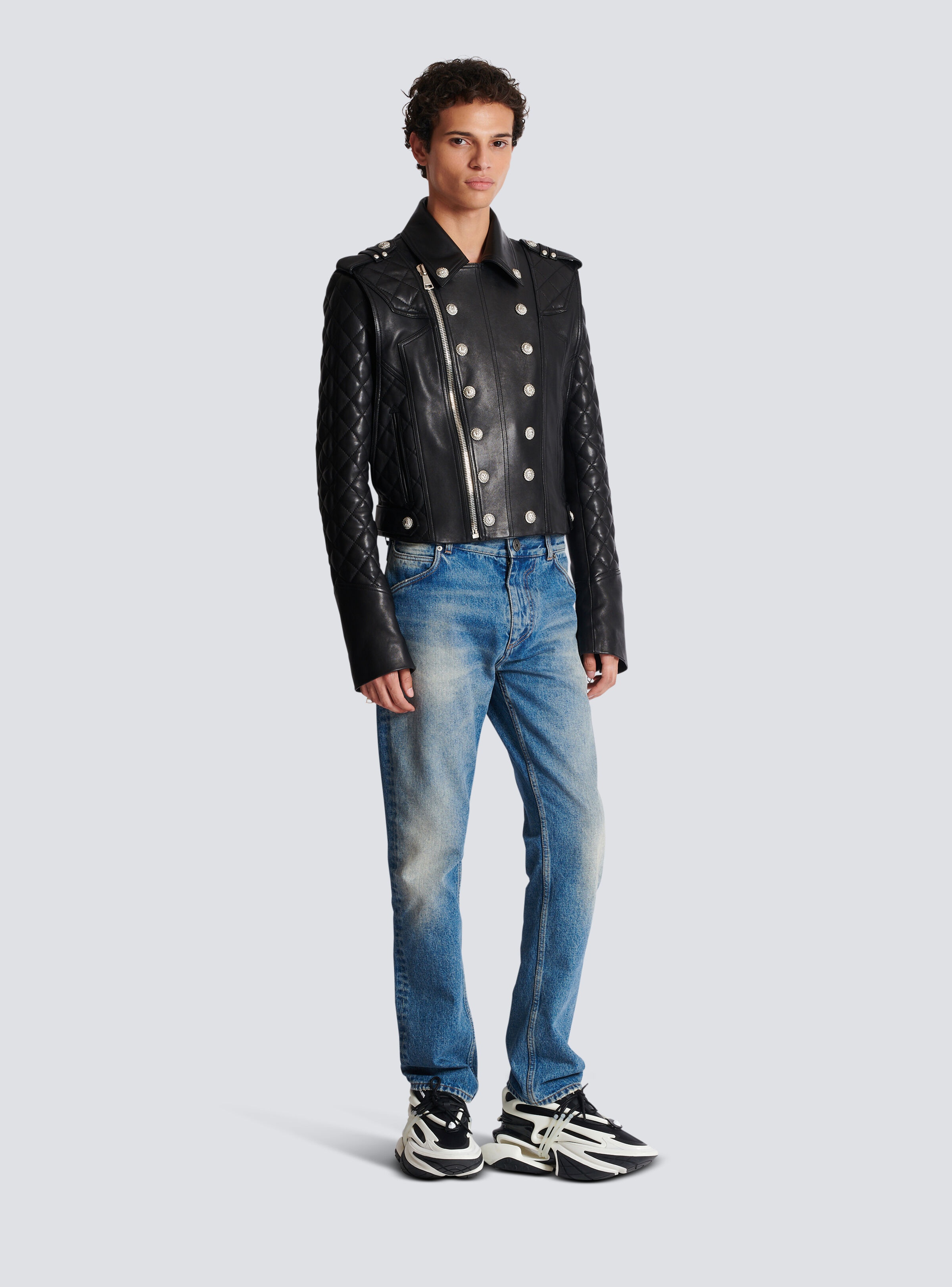 Quilted leather biker jacket - 3