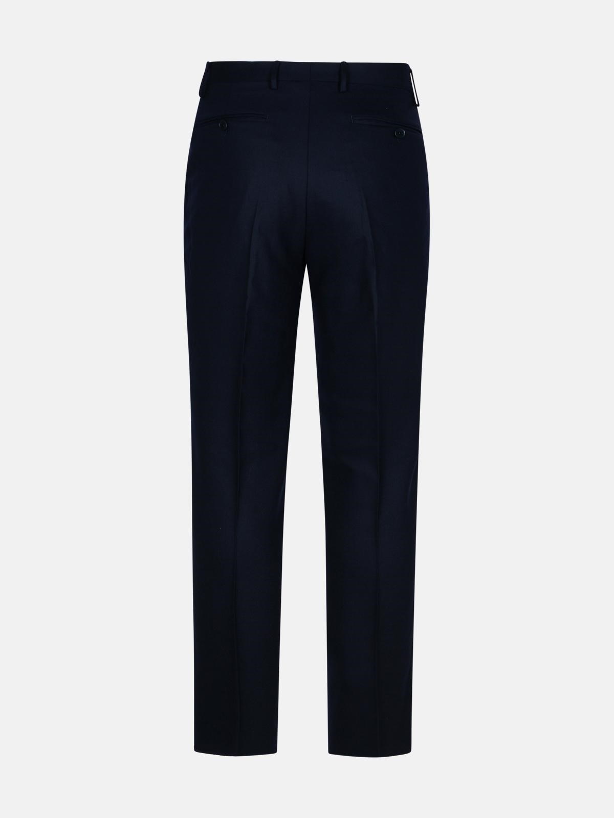 BLUE WOOL BLEND TROUSERS - 3