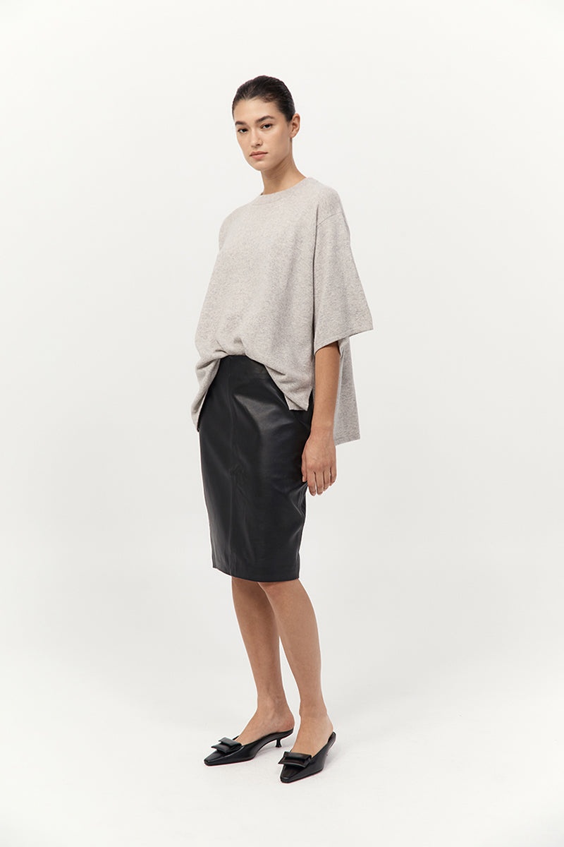 Leather Pencil Skirt - Black - 5
