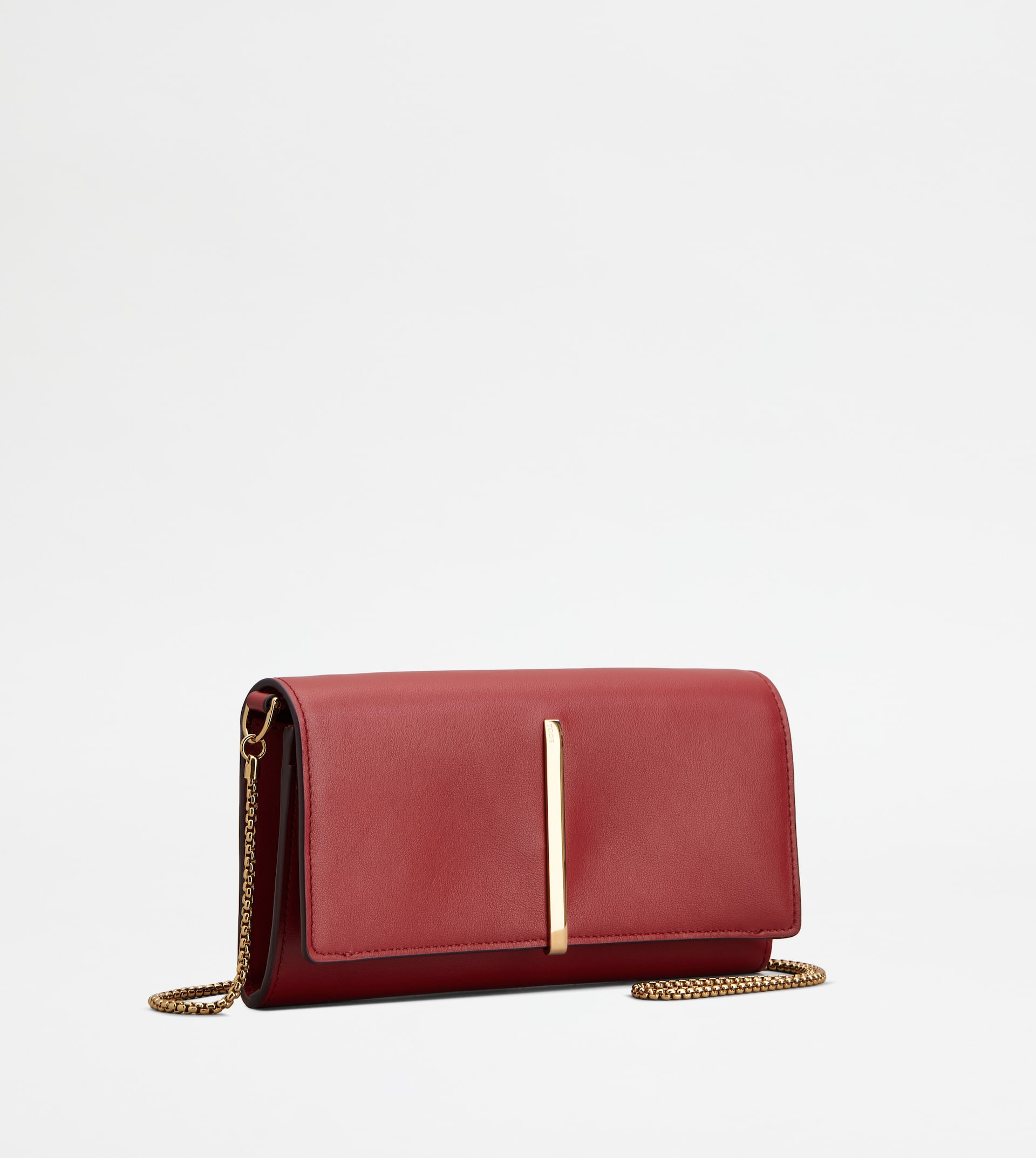 WALLET IN LEATHER WITH SHOULDER STRAP - RED - 2