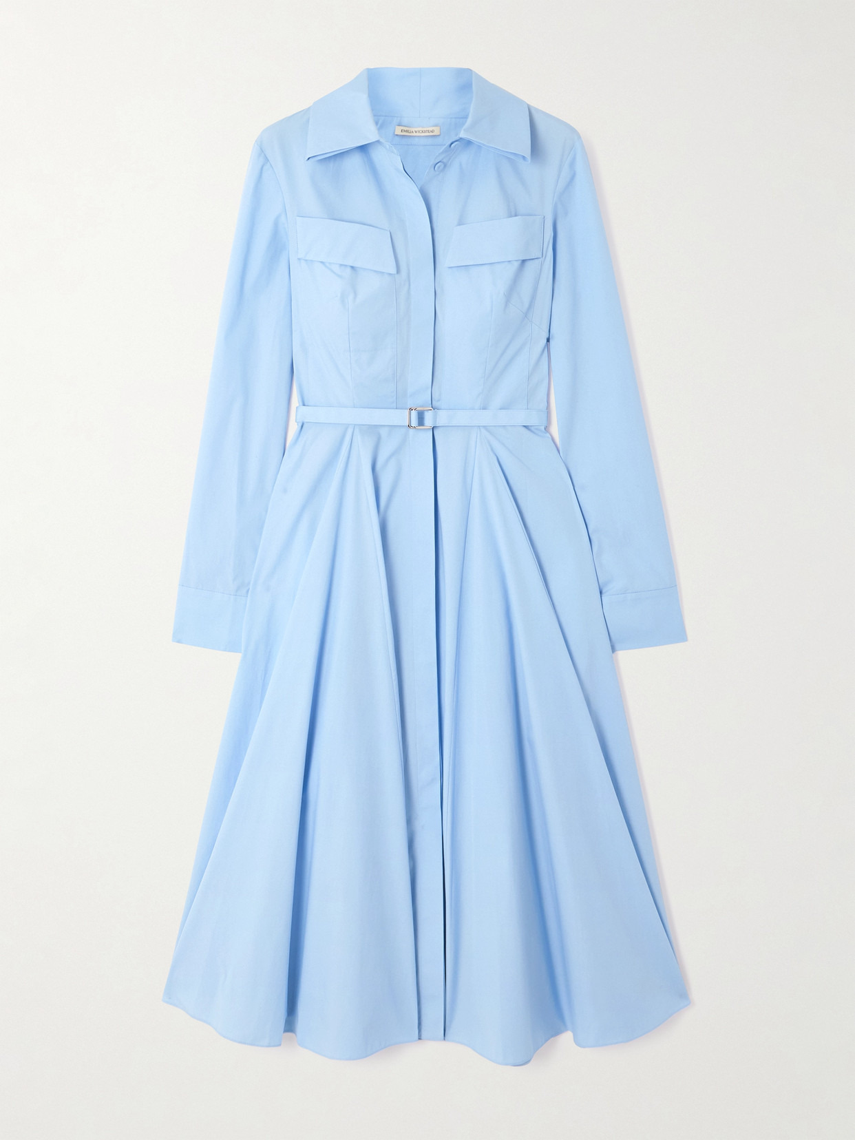 Pleated Cotton-poplin Midi Dress - 1