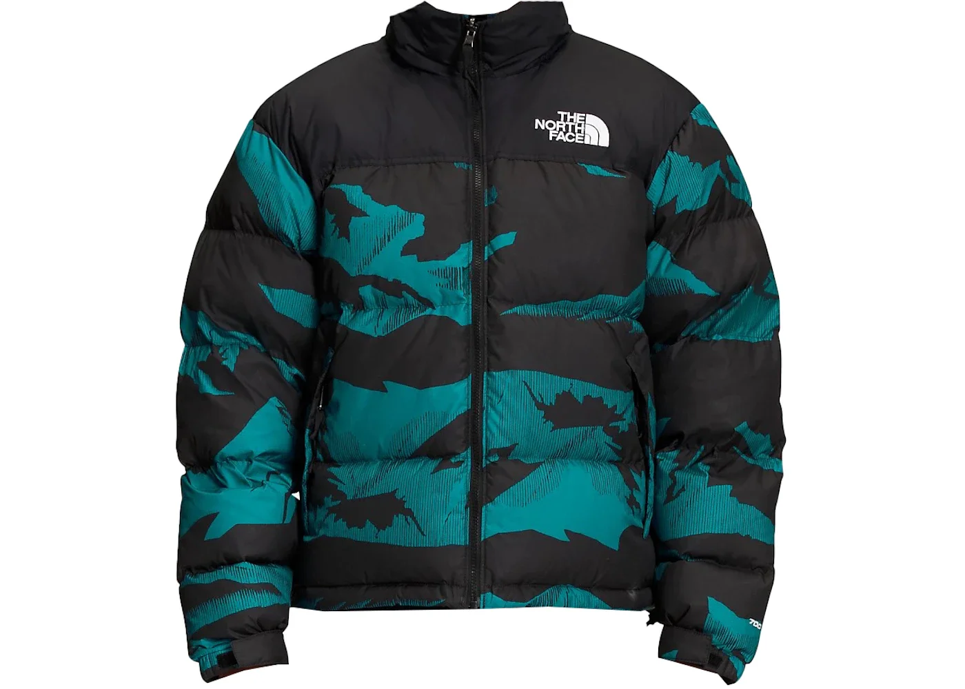 The North Face 1996 Retro Nuptse 700 Fill Packable Jacket Harbor Blue/Linear Mountain Print - 1