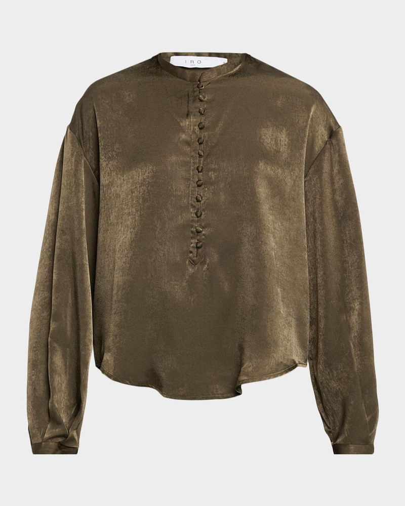 Ezia Long-Sleeve Flutter Blouse 1