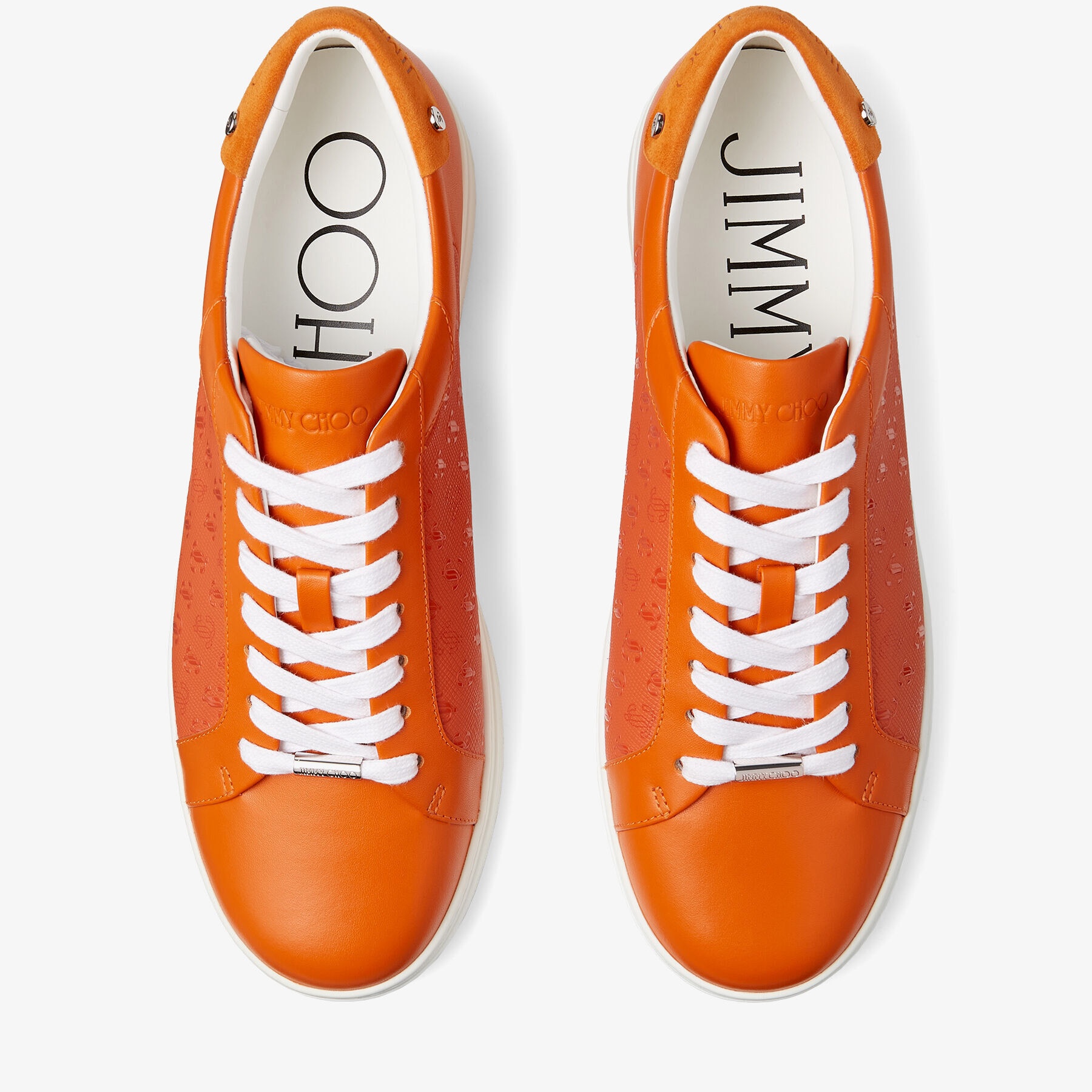 Rome/M
Amber Orange JC Monogram Pattern and Leather Low-Top Trainers - 4