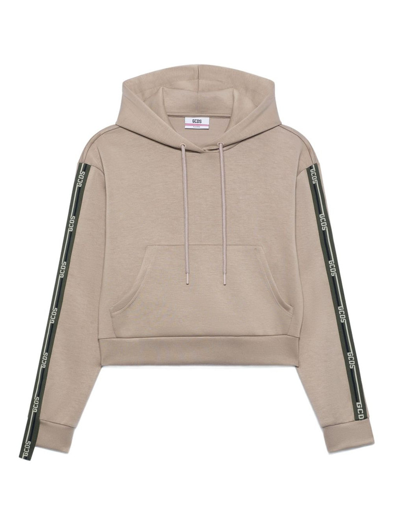 stripe-knit hooded knitted top 1