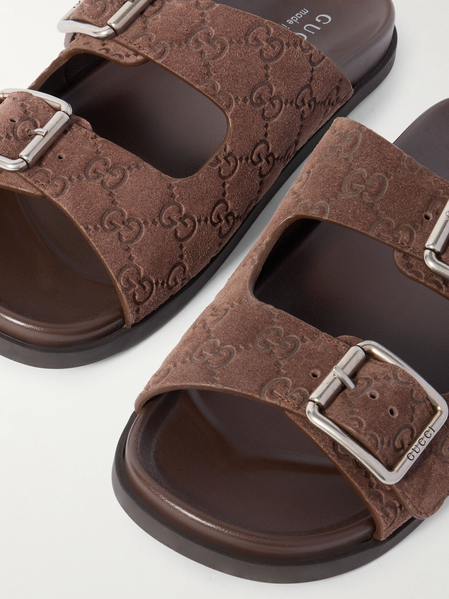 Rhein Logo-Debossed Suede Sandals Brown - 5