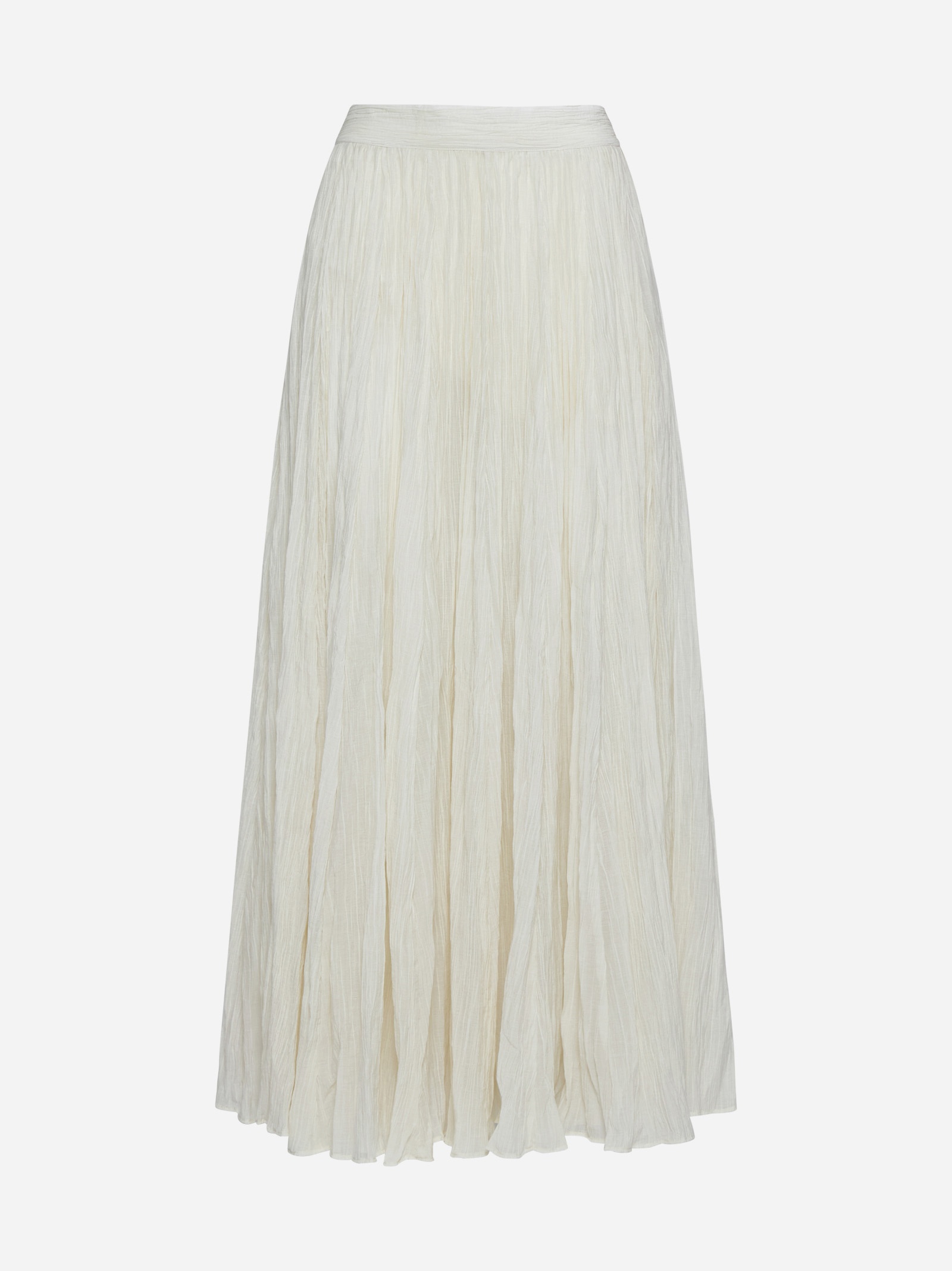 Cotton-blend pleated long skirt - 1