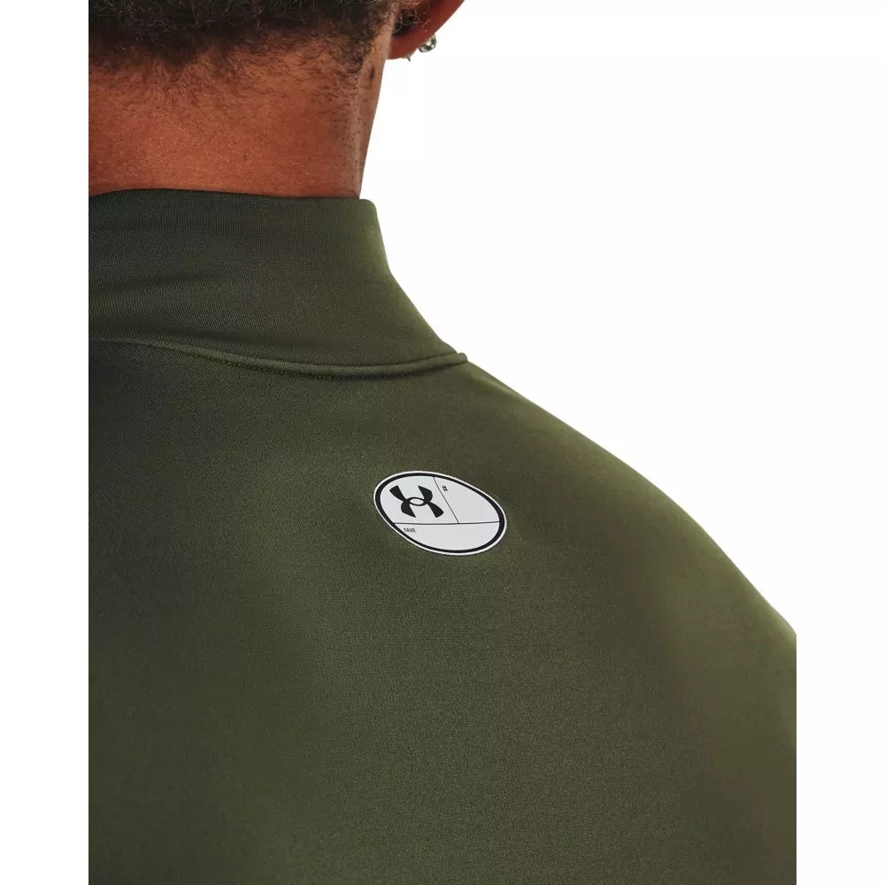 Men's ColdGear Fitted Mock Neck Shirt - Green/Black - 3