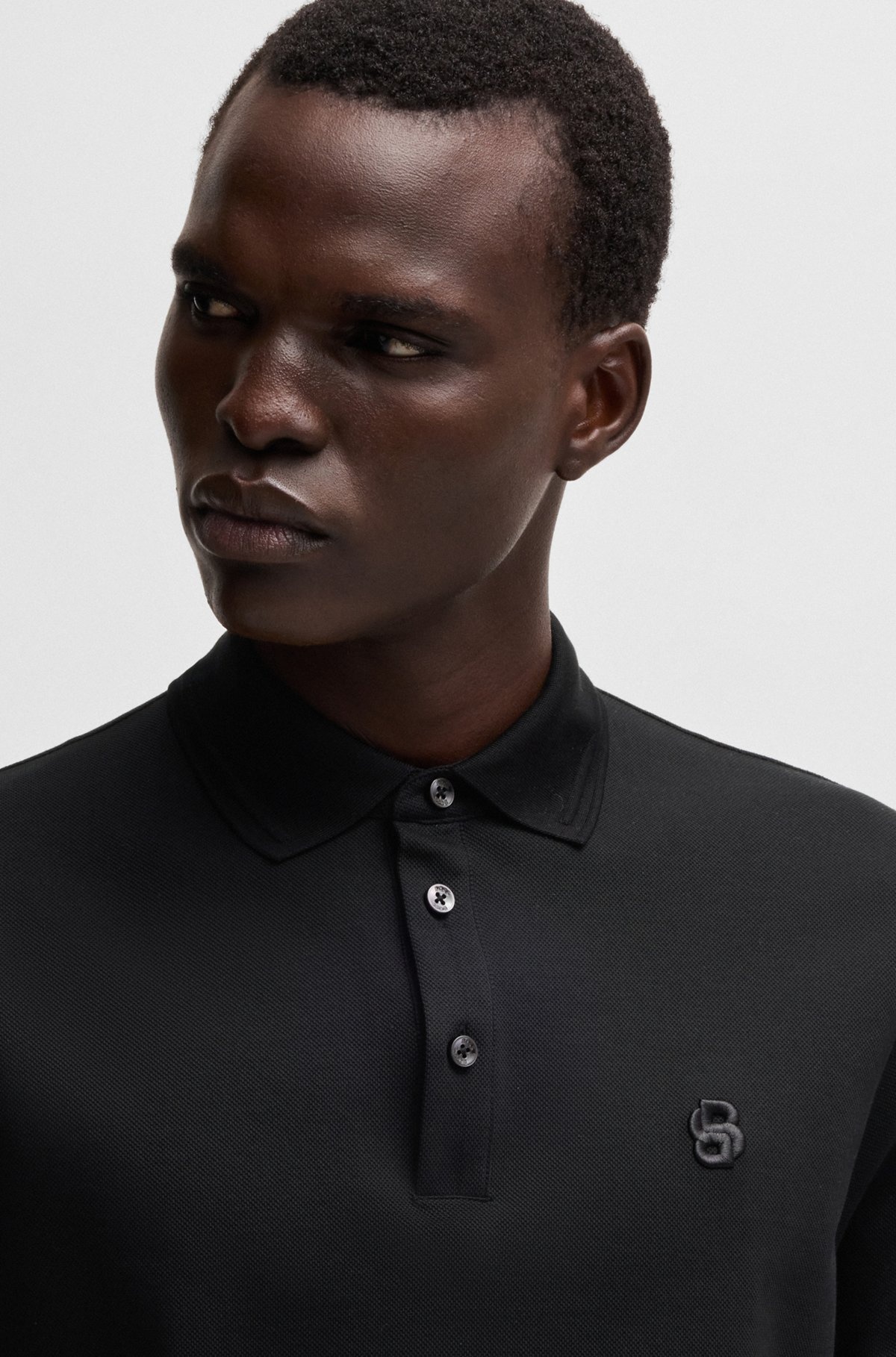 COTTON-PIQUÉ POLO SHIRT WITH DOUBLE B MONOGRAM - 3
