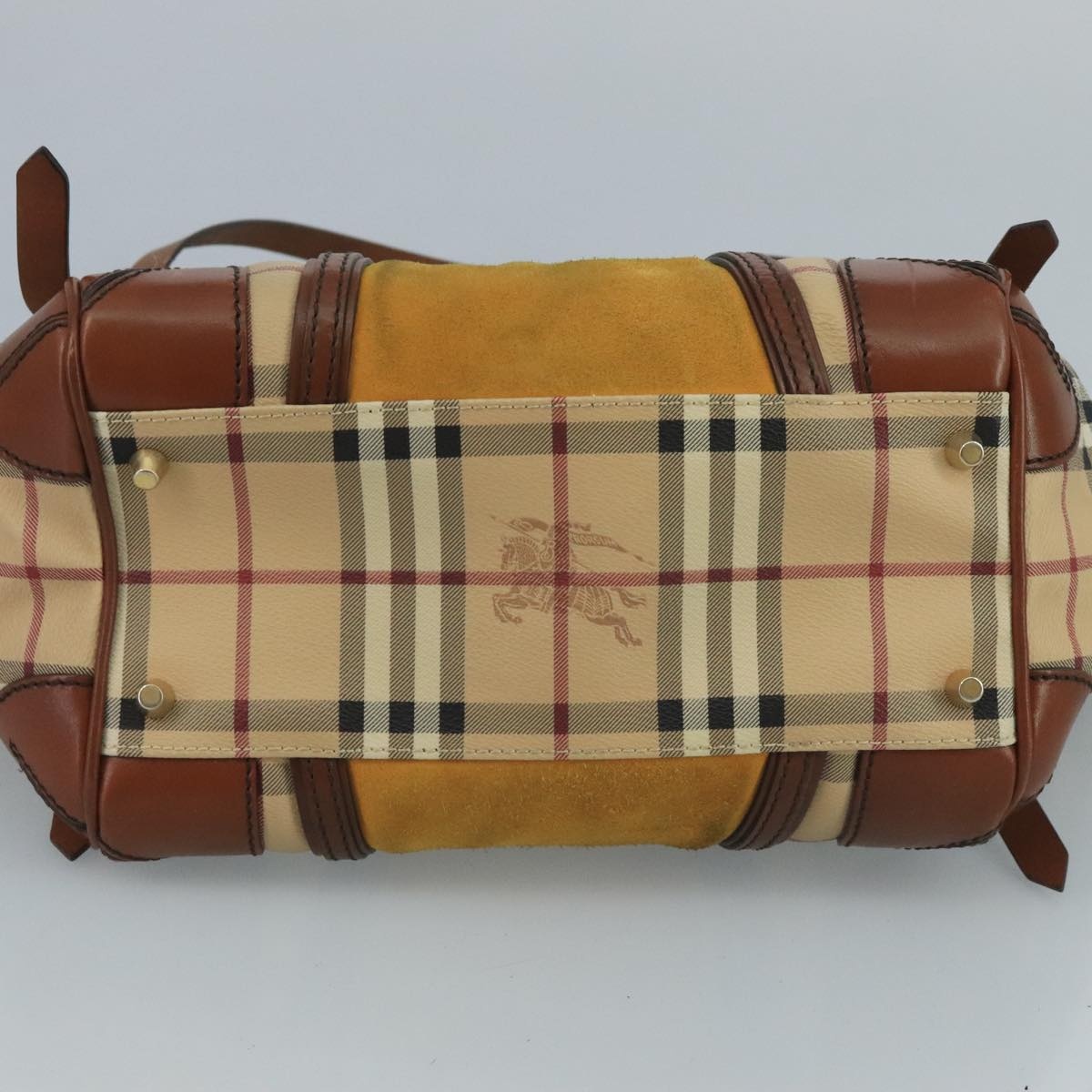 Burberry Nova Check Shoulder Bag Pvc Suede Beige Brown Gold - 5