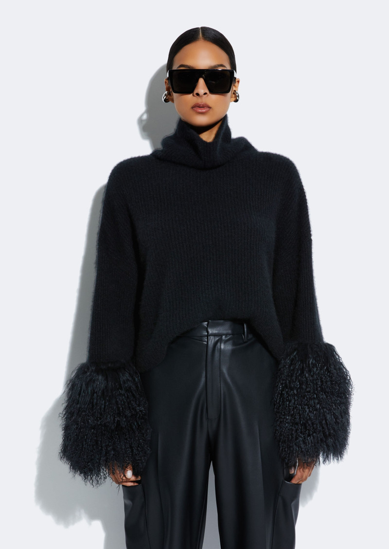 LAPOINTE Cashmere Turtleneck Sweater With Shearling outlook