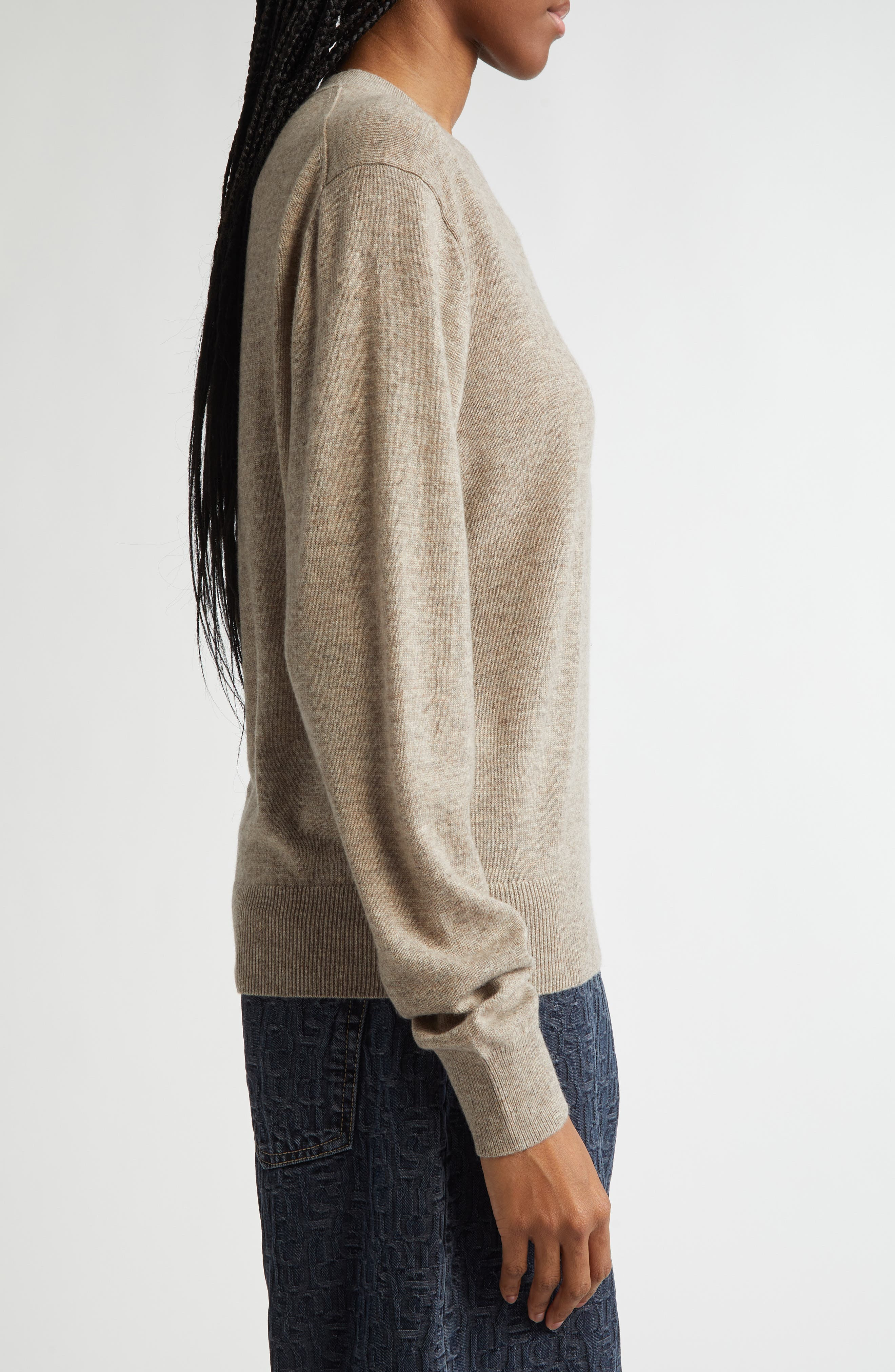 Acne Studios Wool & Yak Hair Sweater in Greige Melange Drn at Nordstrom - 3