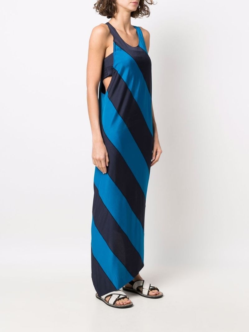 diagonal-stripe sleeveless dress - 3