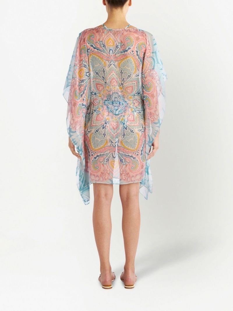 draped graphic-print shift dress - 3