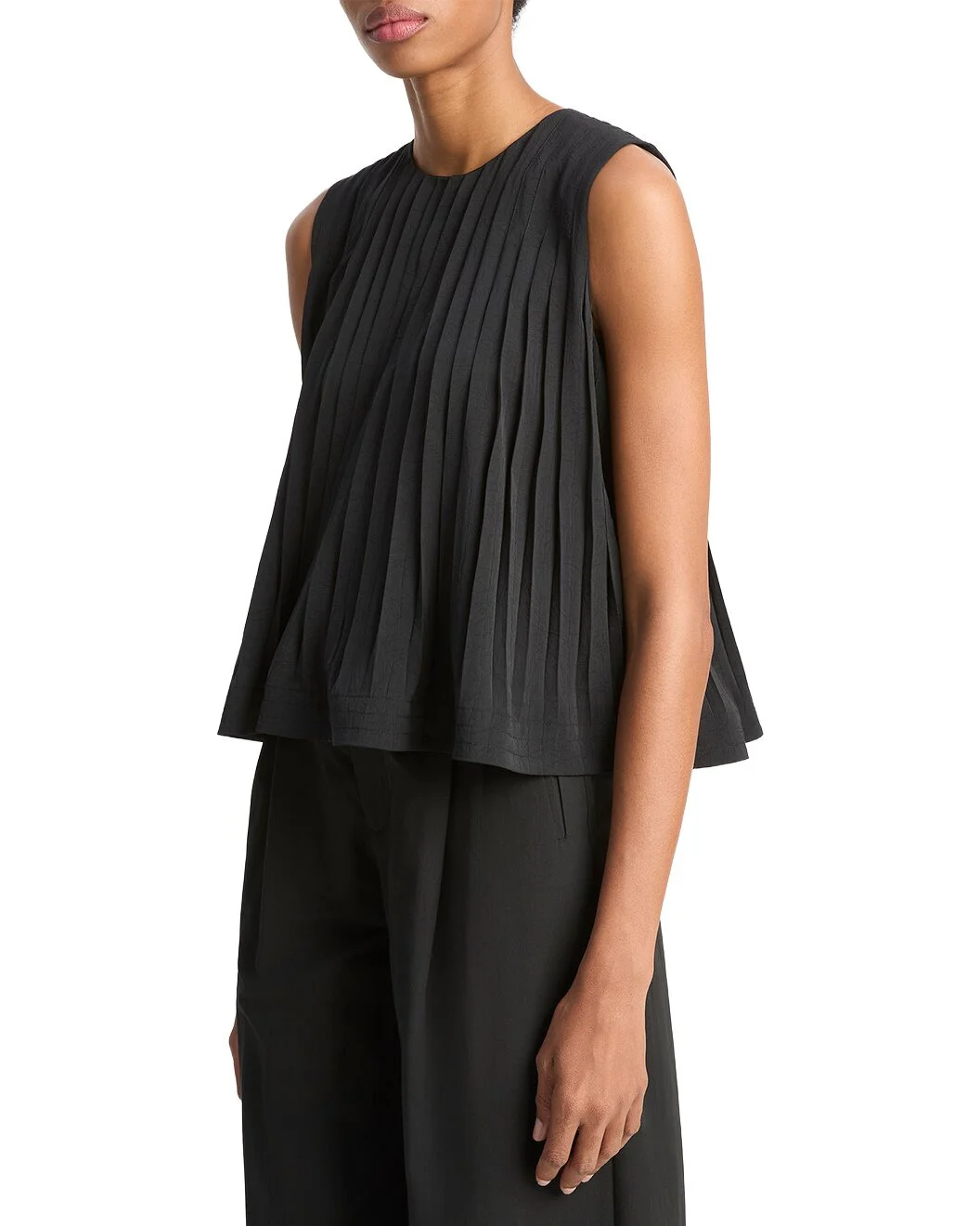 Vince Pleated A-Line Crewneck Top - 1