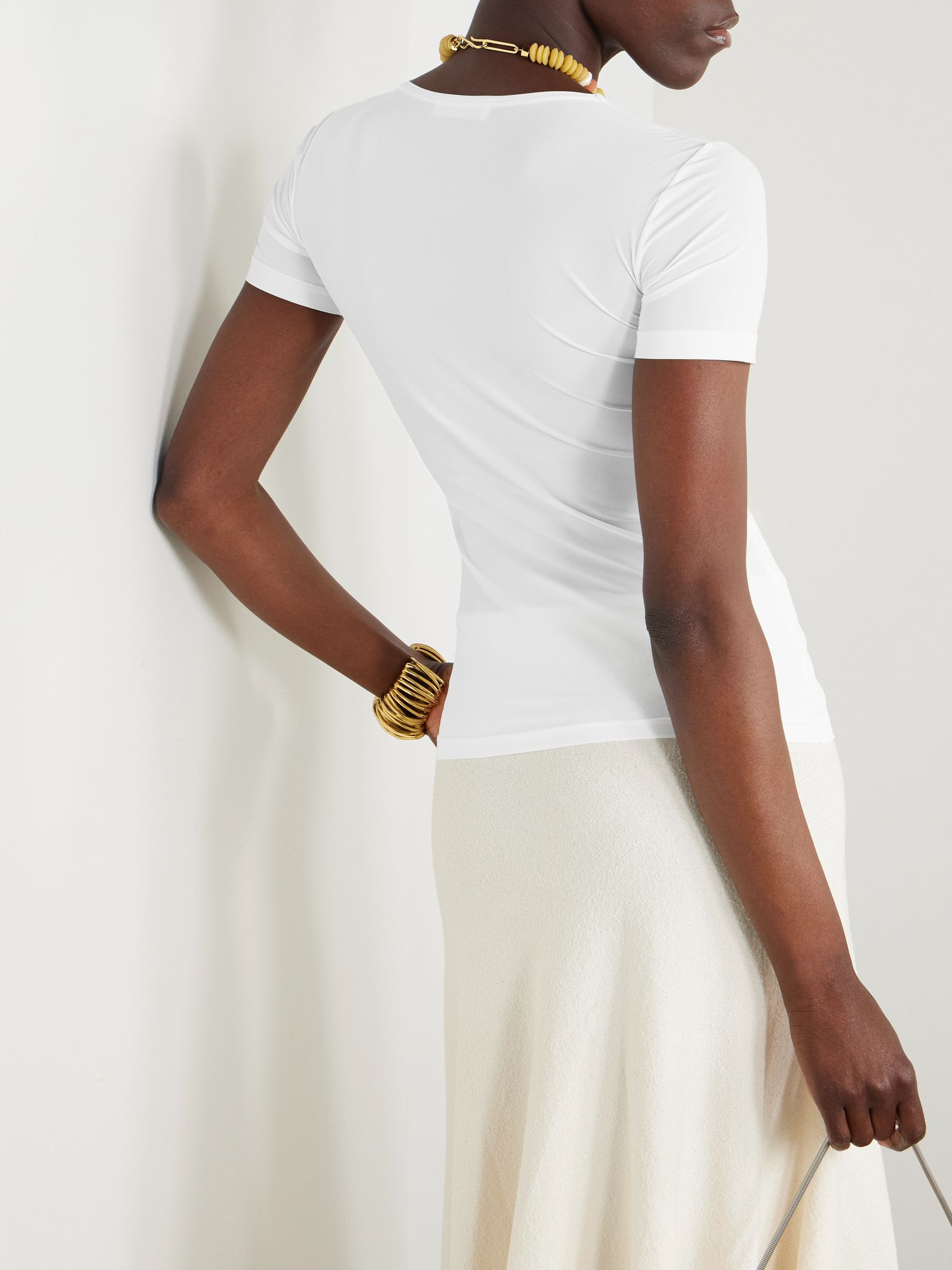 Stretch-jersey T-shirt Off-white - 3