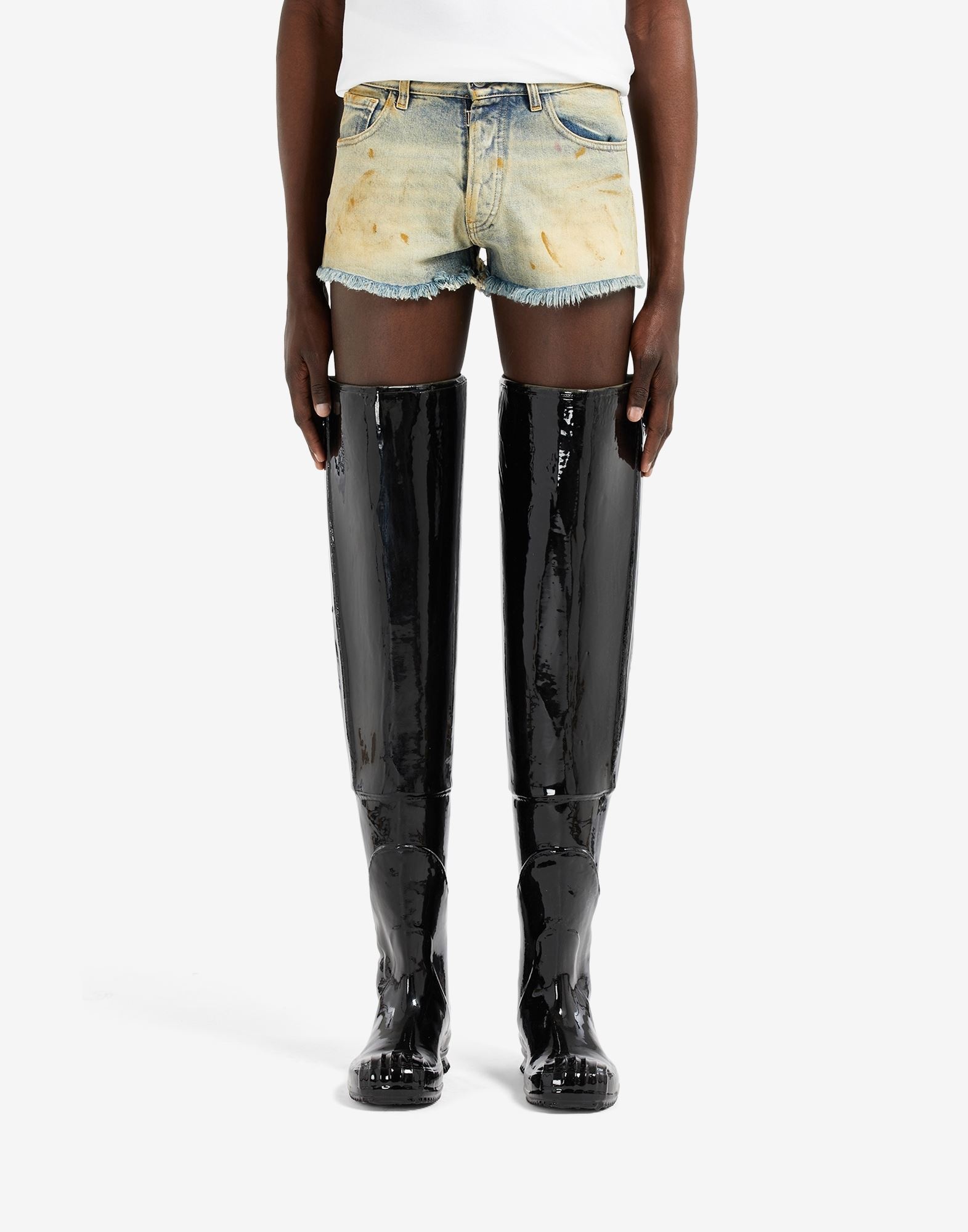 Raw edge denim shorts - 5