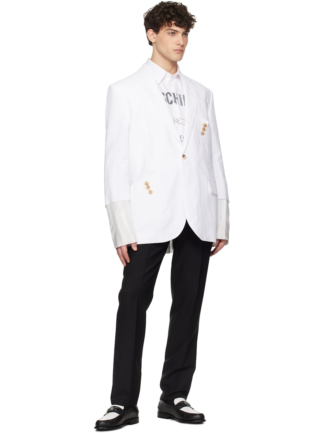White Cuff Details Blazer - 4