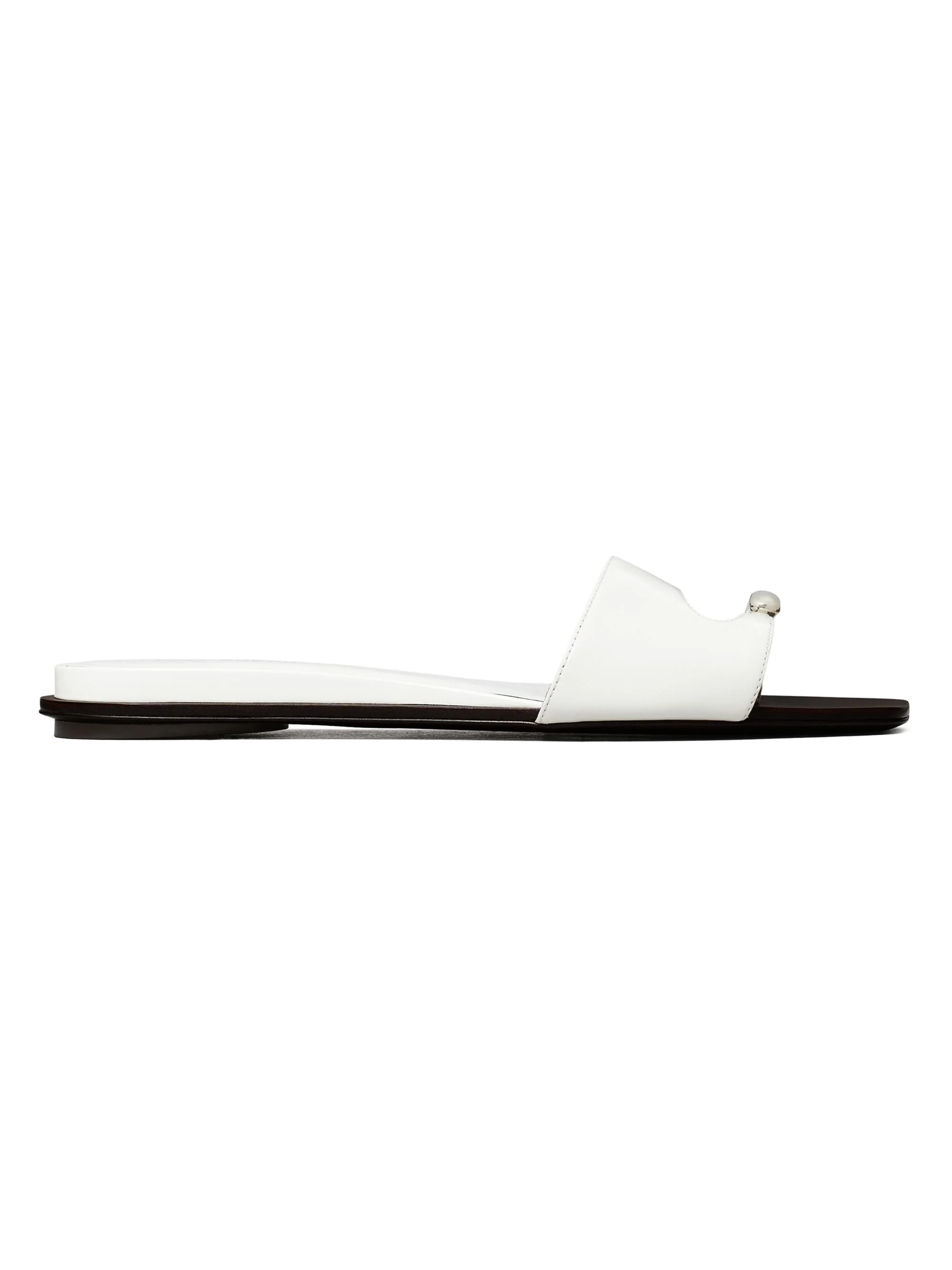 Women's Pierced Leather Slide Sandals - Bianco Silver - 1