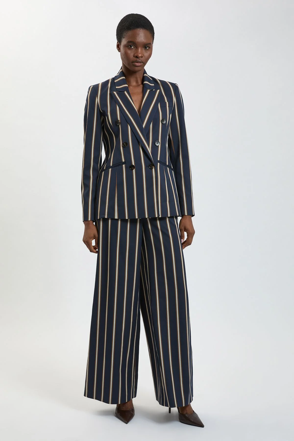 Petite Stripe Wide Leg Tailored Trouser - 1