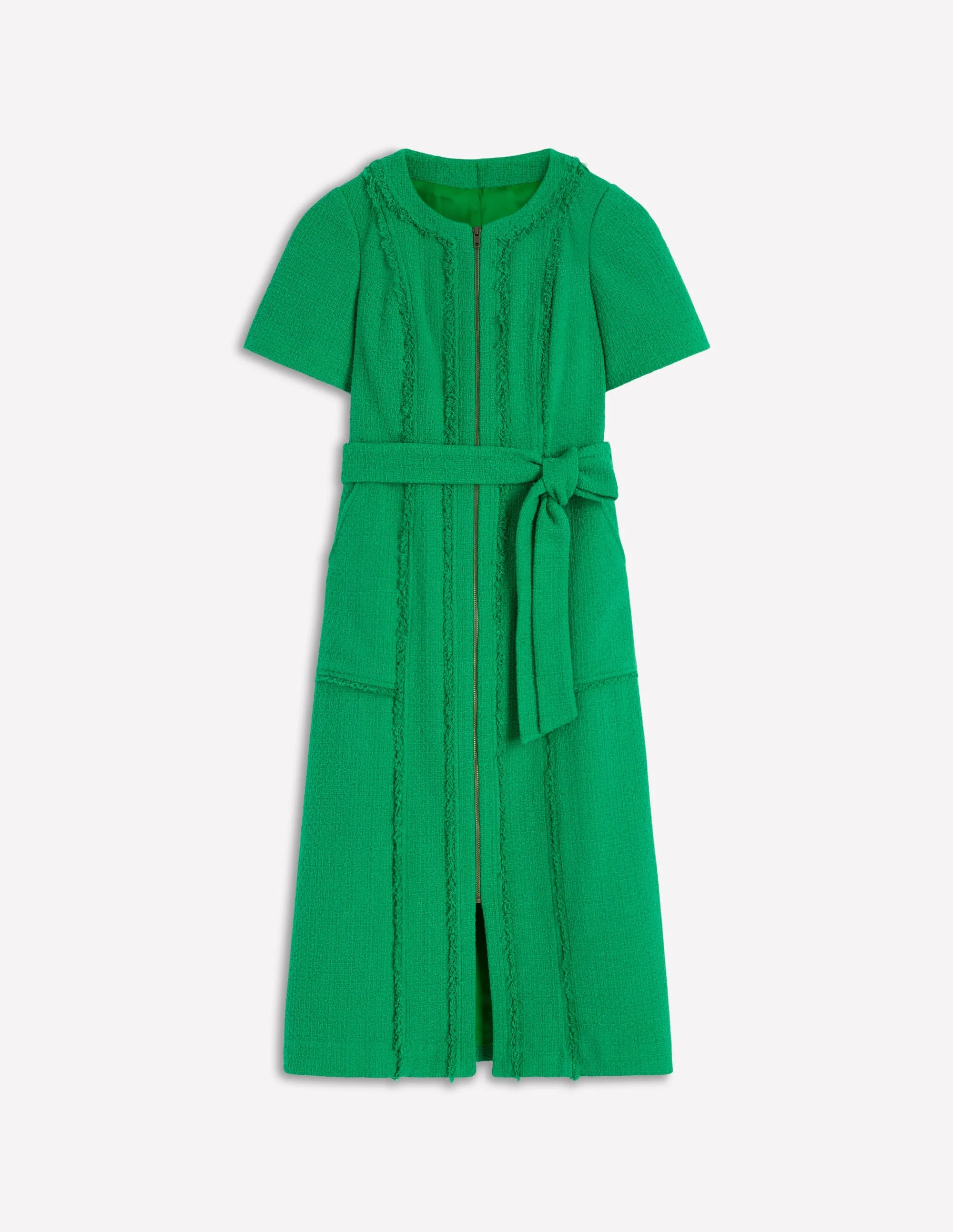 Ruth Zip Texture Dress-Green - 1