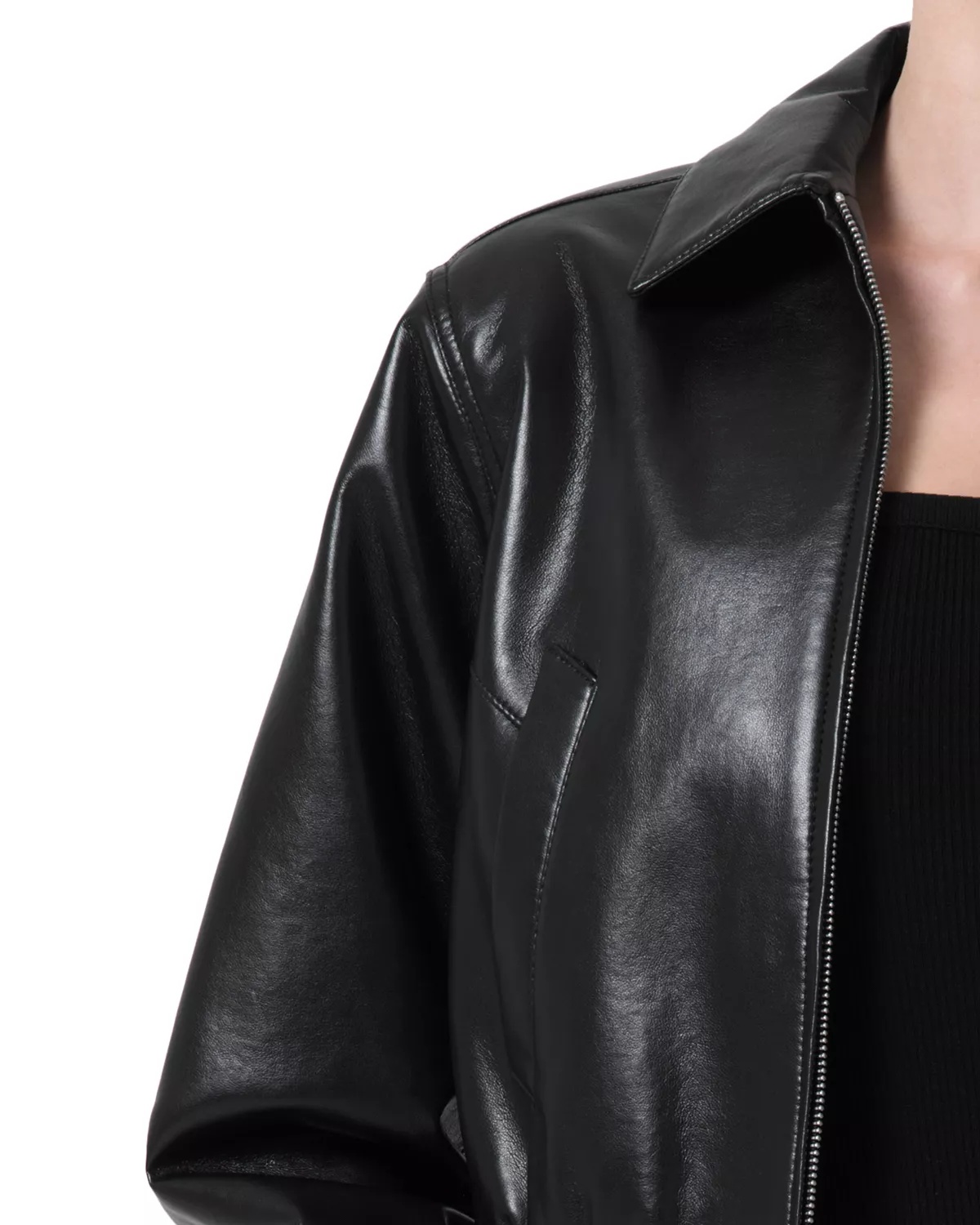 x Shoreditch Ski Club Essie Leather Cropped Jacket - 4